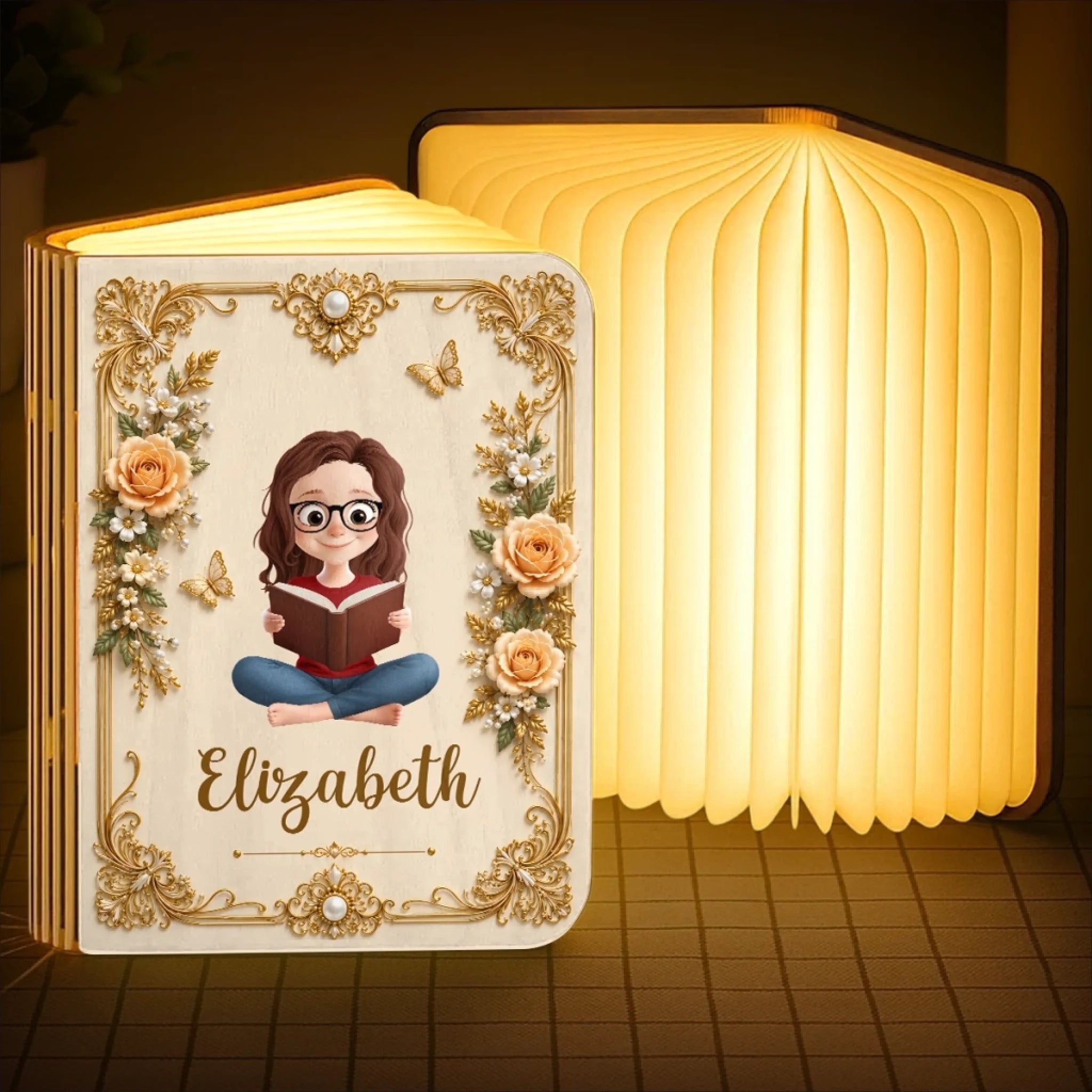 Personalized Foldable LED Magic Book Lamp, Custom Bookish Gift for Book Lovers and Readers