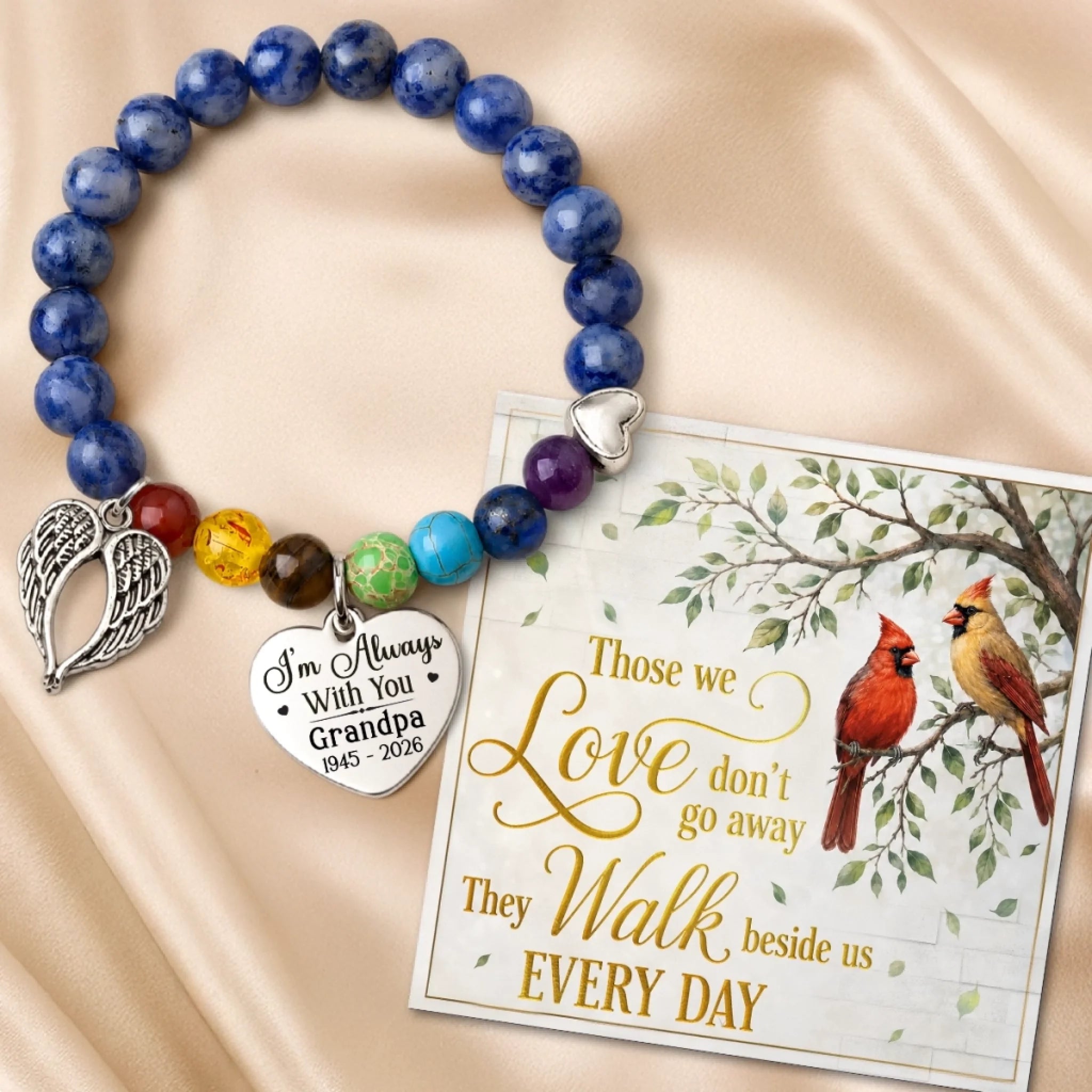 Custom Photo Rainbow Bridge Bracelet Personalized Memorial Sympathy Gift for Loss of Mom or Dad