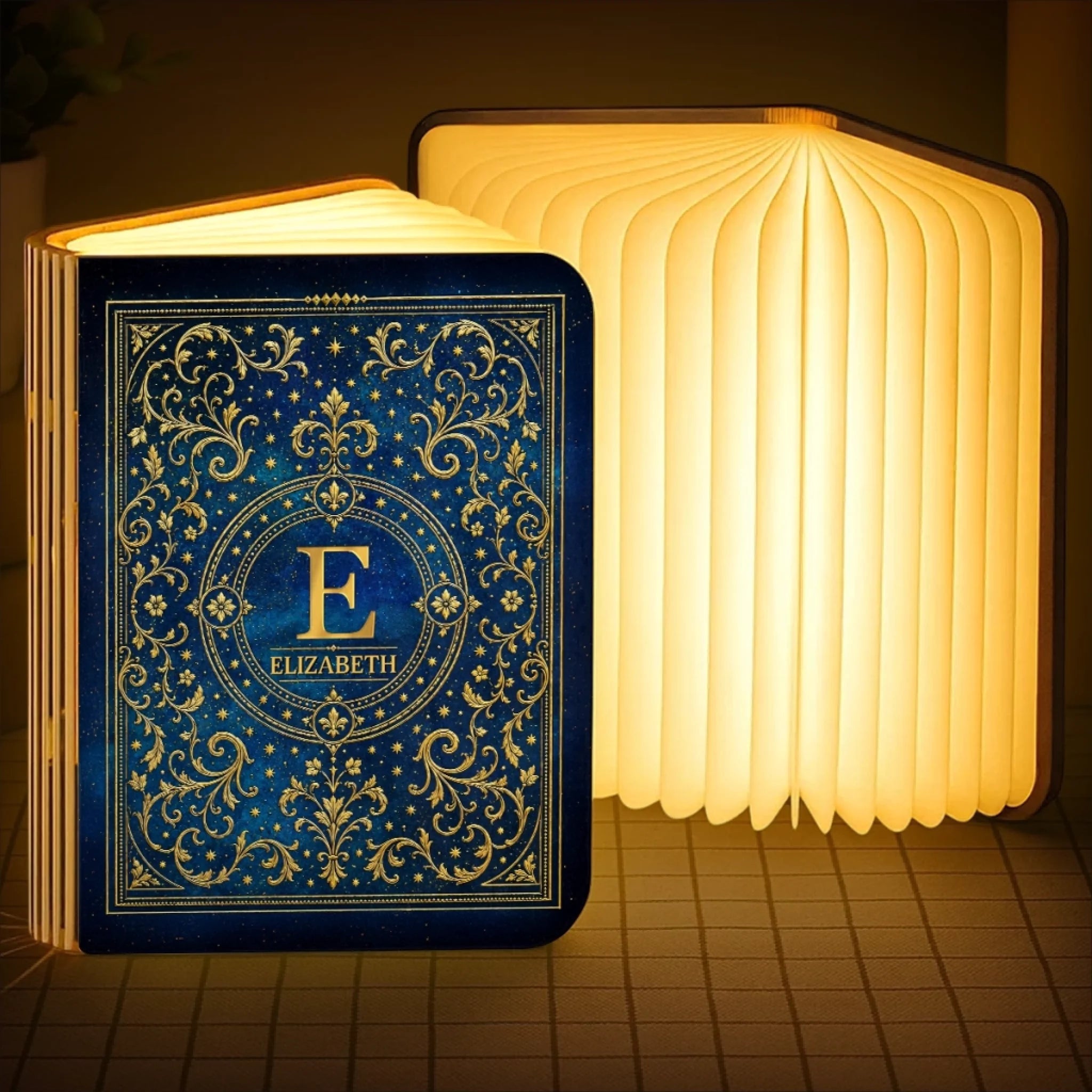 Custom Foldable LED Magic Book Lamp, Personalized Gift for Book Lovers and Readers