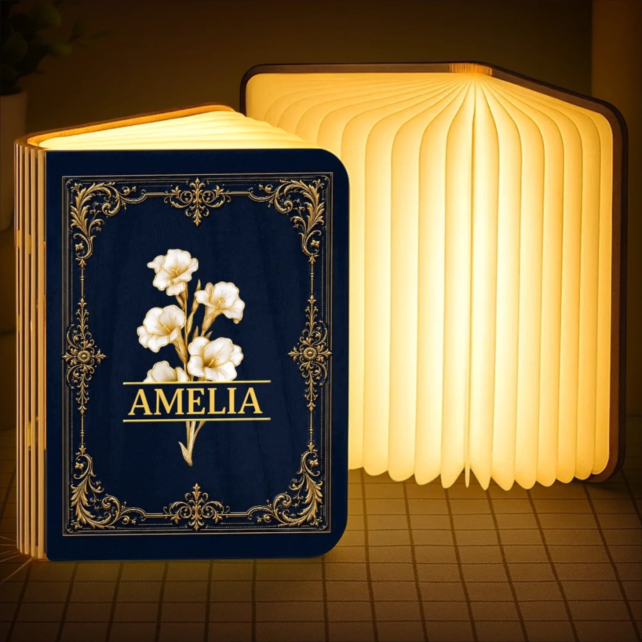 Custom Foldable LED Magic Book Lamp, Personalized Bookish Gift for Book Lovers and Readers