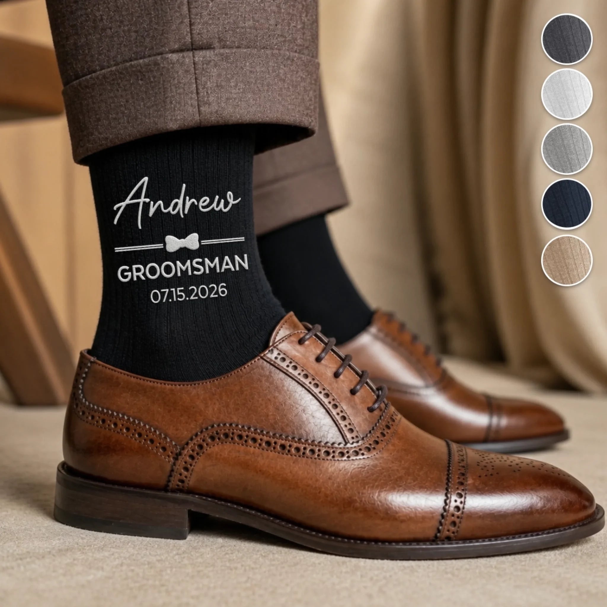 Custom Embroidered Socks Personalized Groomsmen Proposal Wedding Gifts for Groom Crew