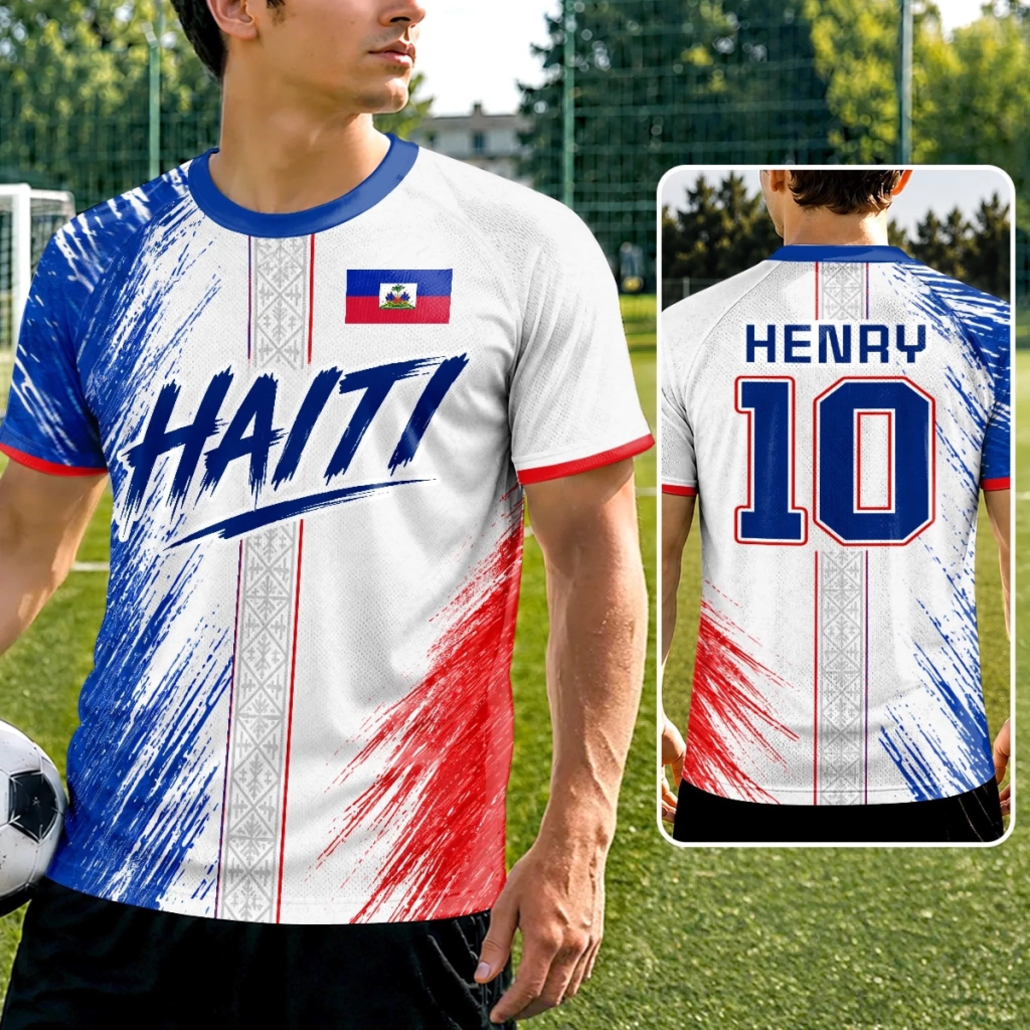 Custom Men's Haiti World Football Jersey Shirt - Personalized Birthday Gift for Football Fans