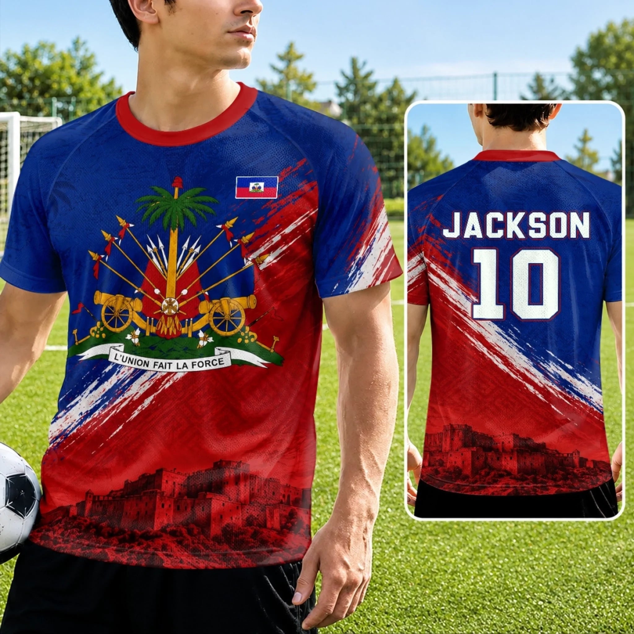 Custom Men's Haiti World Football Jersey Shirt, Personalized Birthday Gift for Football Fans