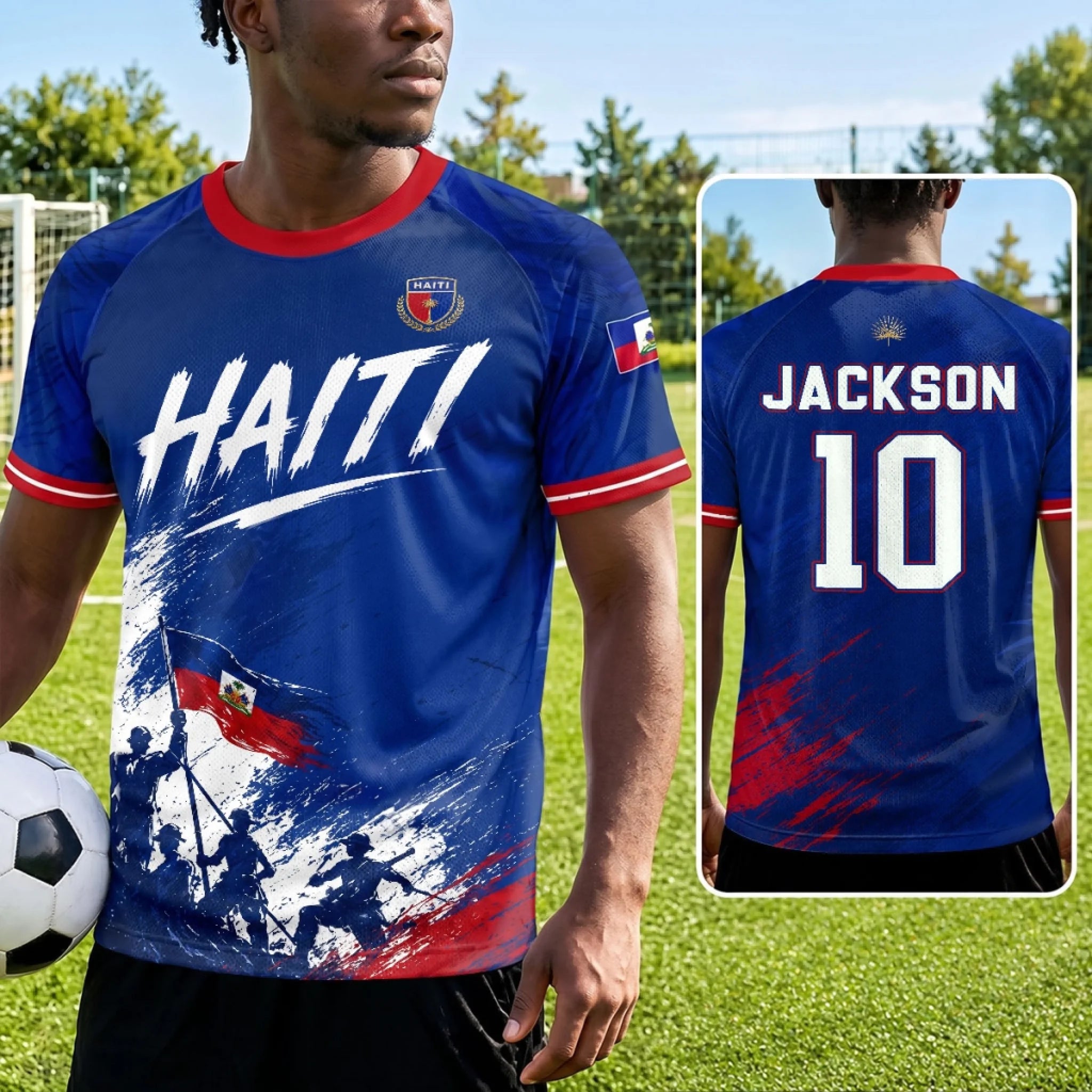 Custom Men's Haiti World Football Jersey Shirt Personalized Birthday Gift for Football Fans