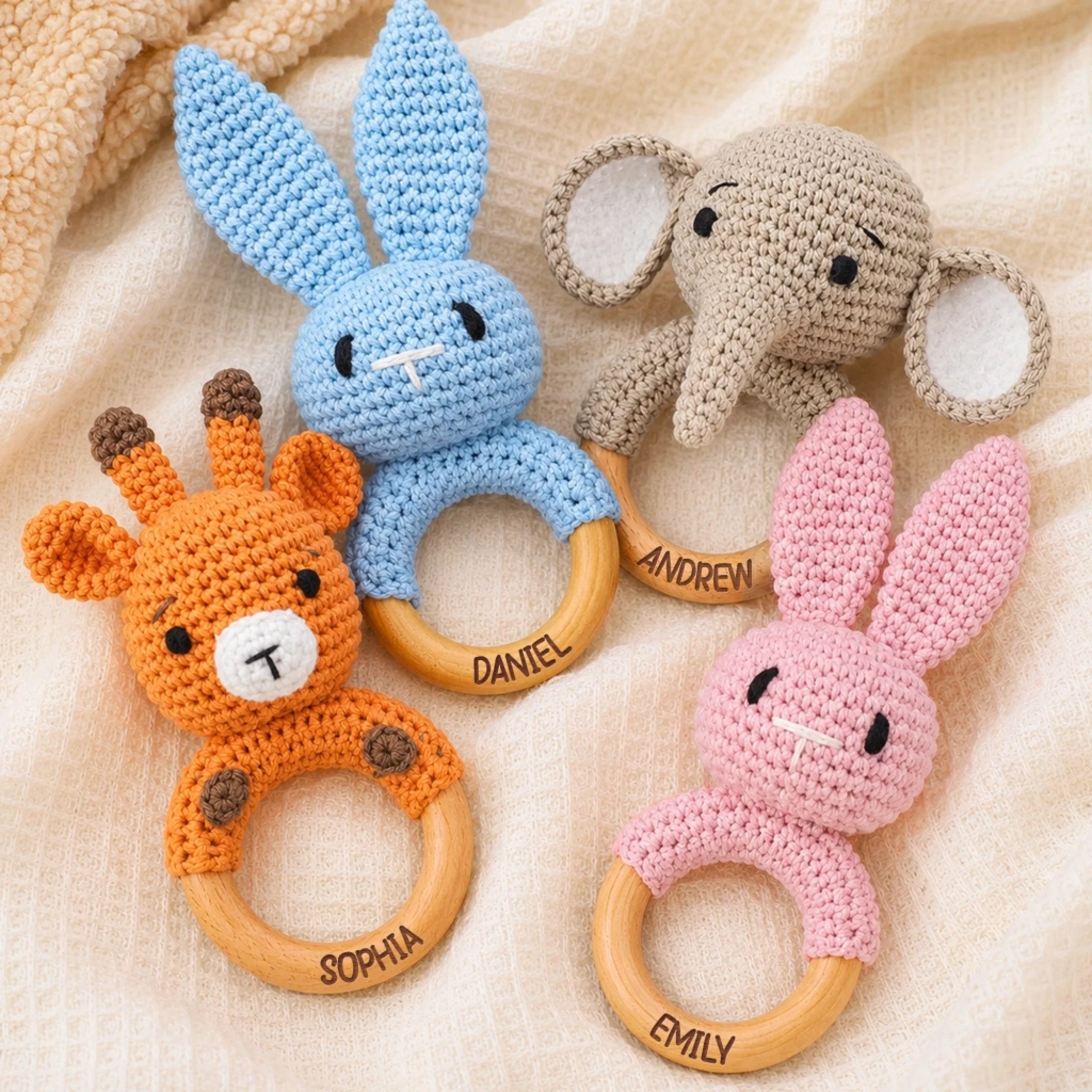 Personalized Wooden Baby Rattle, Custom Baby Shower or Gender Reveal Gift for New Parents