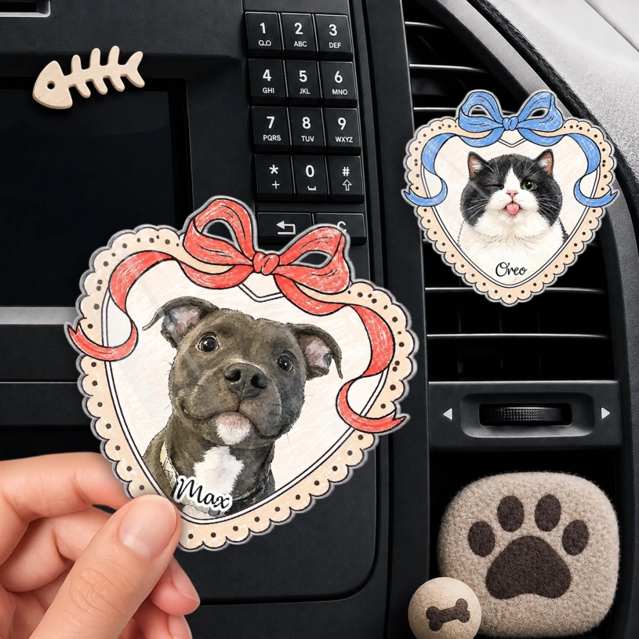 Custom Photo Acrylic Car Vent Clip Personalized Pet Lover Gift for Dog Moms Cat Dads and Owners