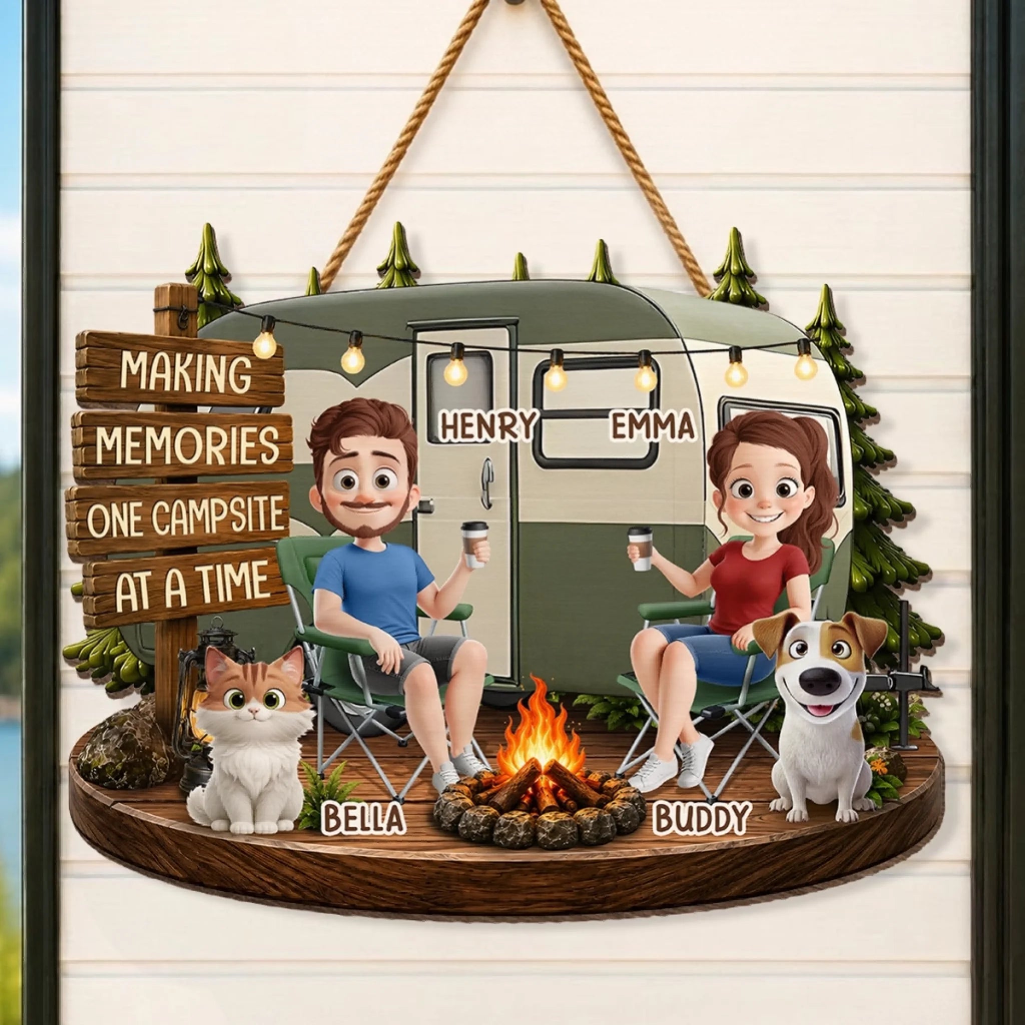 Custom Wood Sign Personalized Happy Campers and Furry Friends Birthday Gift for Campers and Pet Lovers