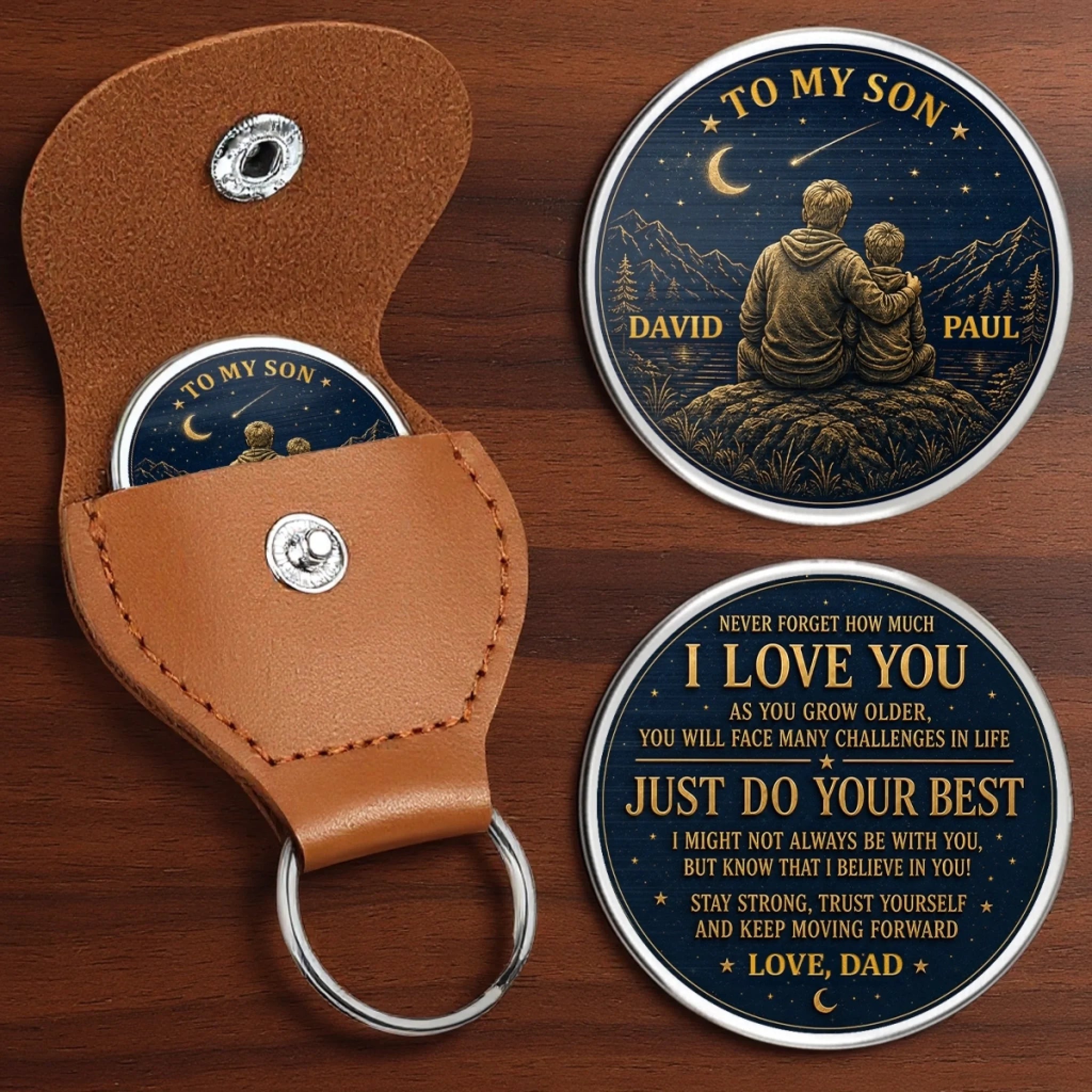 Custom Pocket Hug Personalized Birthday Gift for Son, Never Stop Exploring Keepsake Token