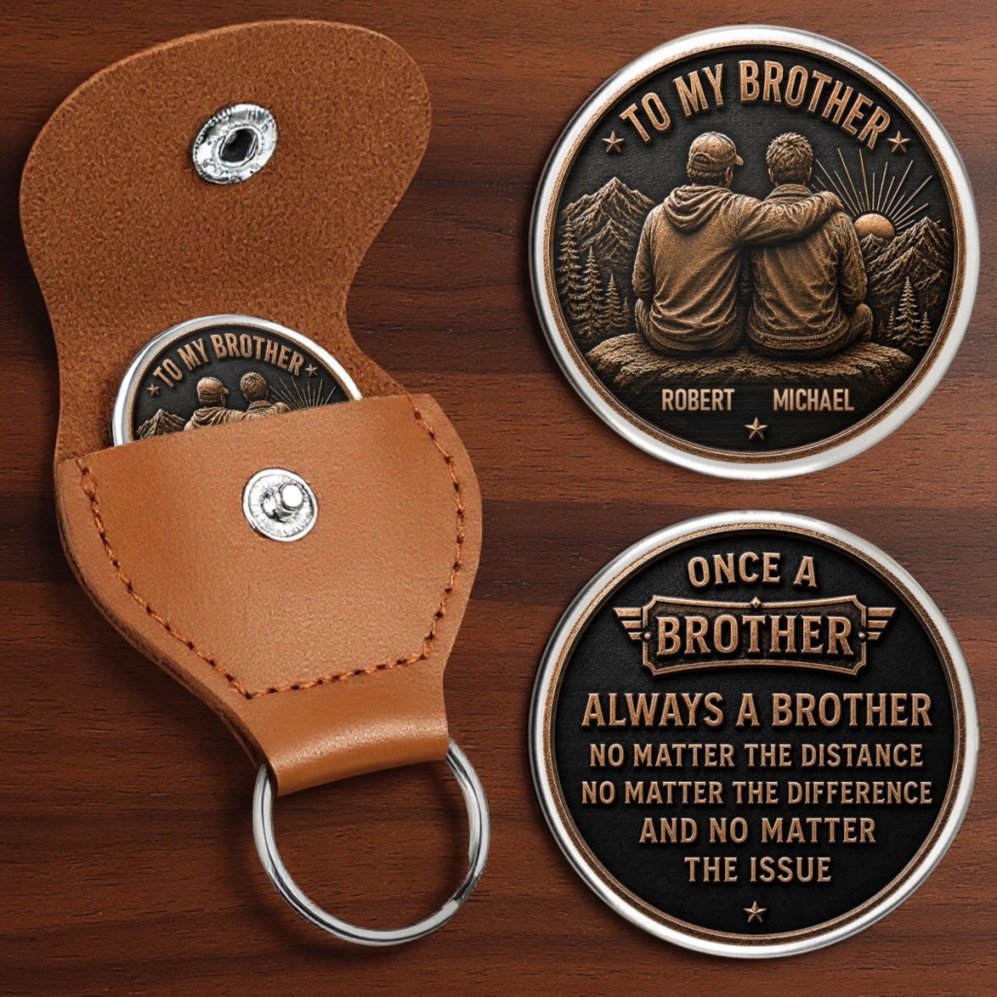 Custom Pocket Hug Personalized Birthday Gift for Brother, Growing Together Keepsake Token