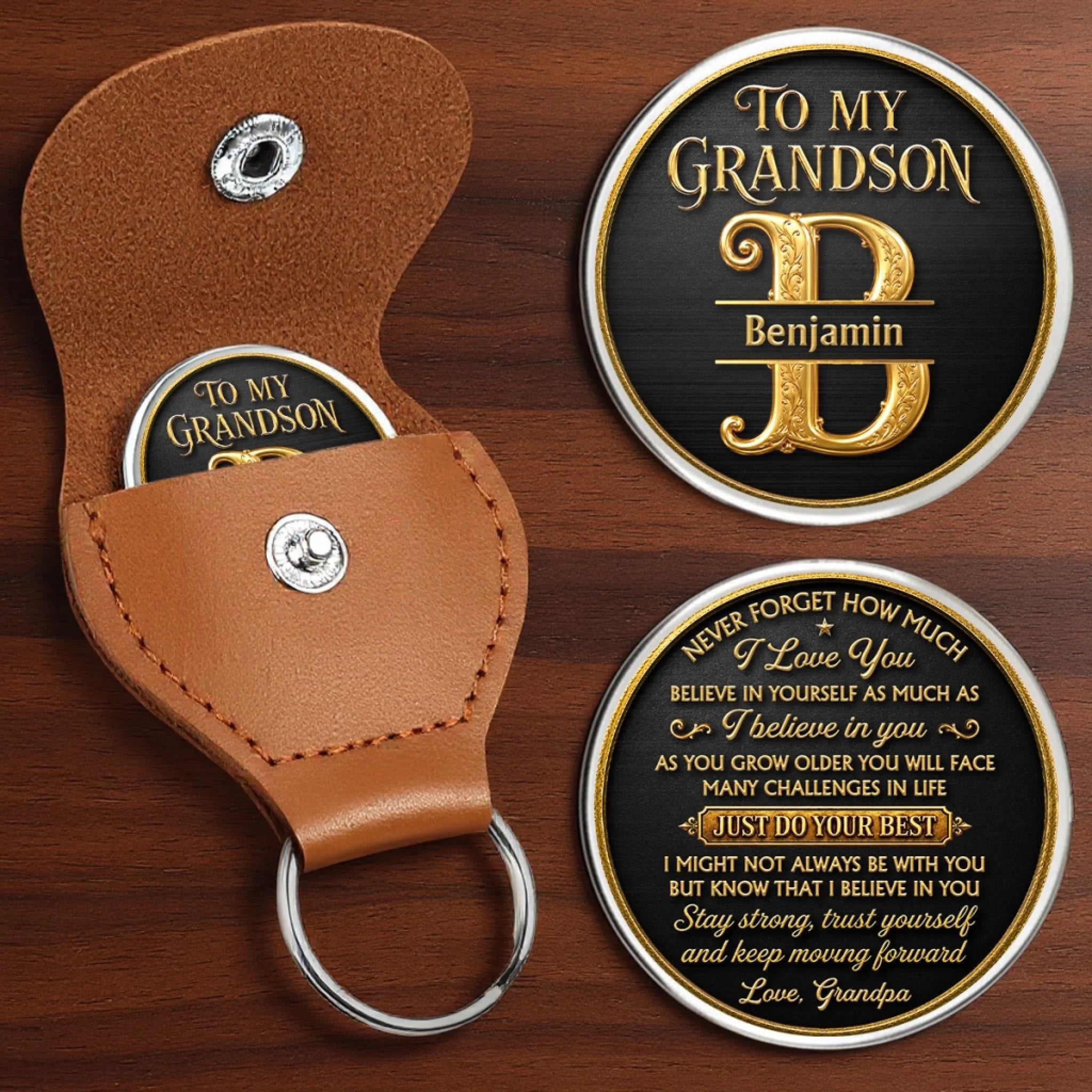 Custom Pocket Hug Personalized Birthday Gift for Grandson Always My Buddy Keepsake
