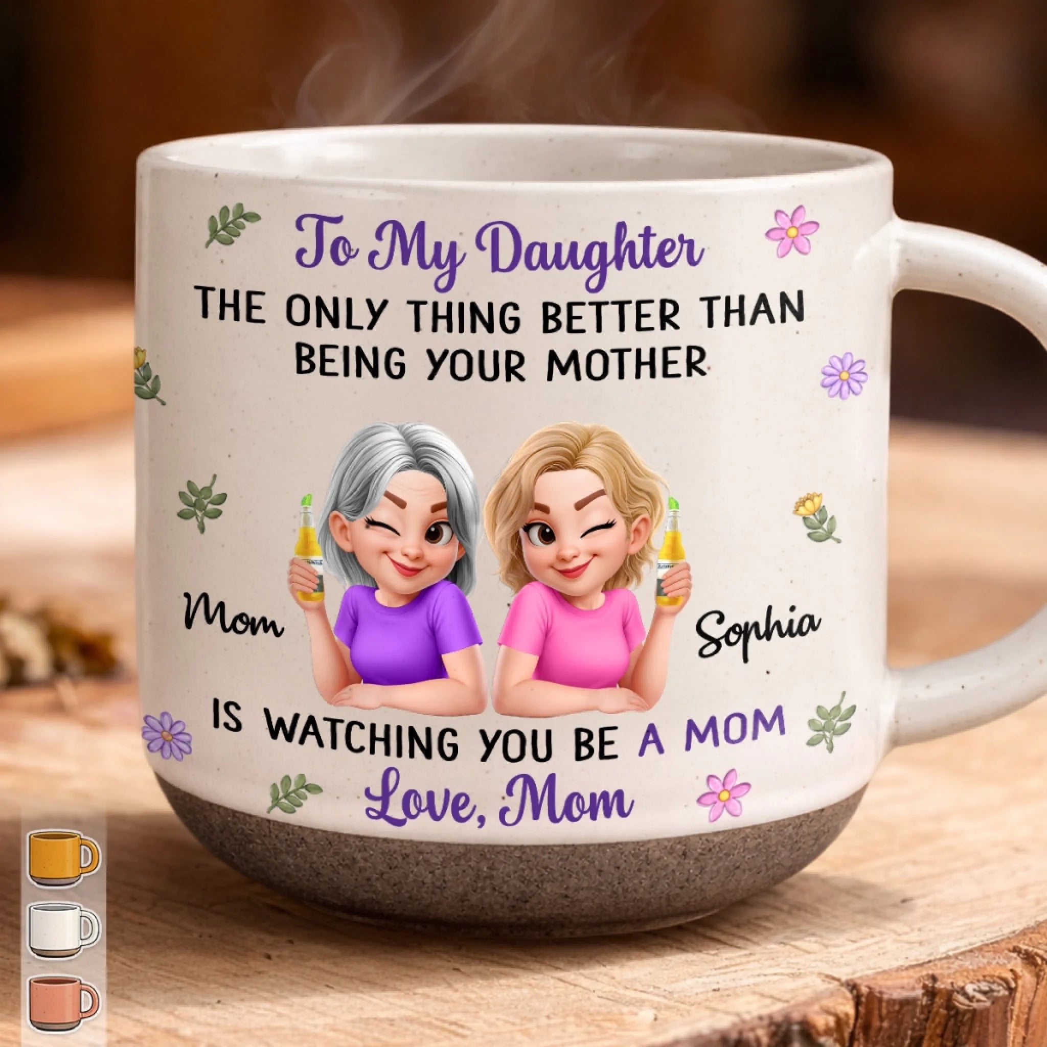 Custom Pottery Mug for Daughter, Personalized Birthday Gift, Proud of the Mother You Are