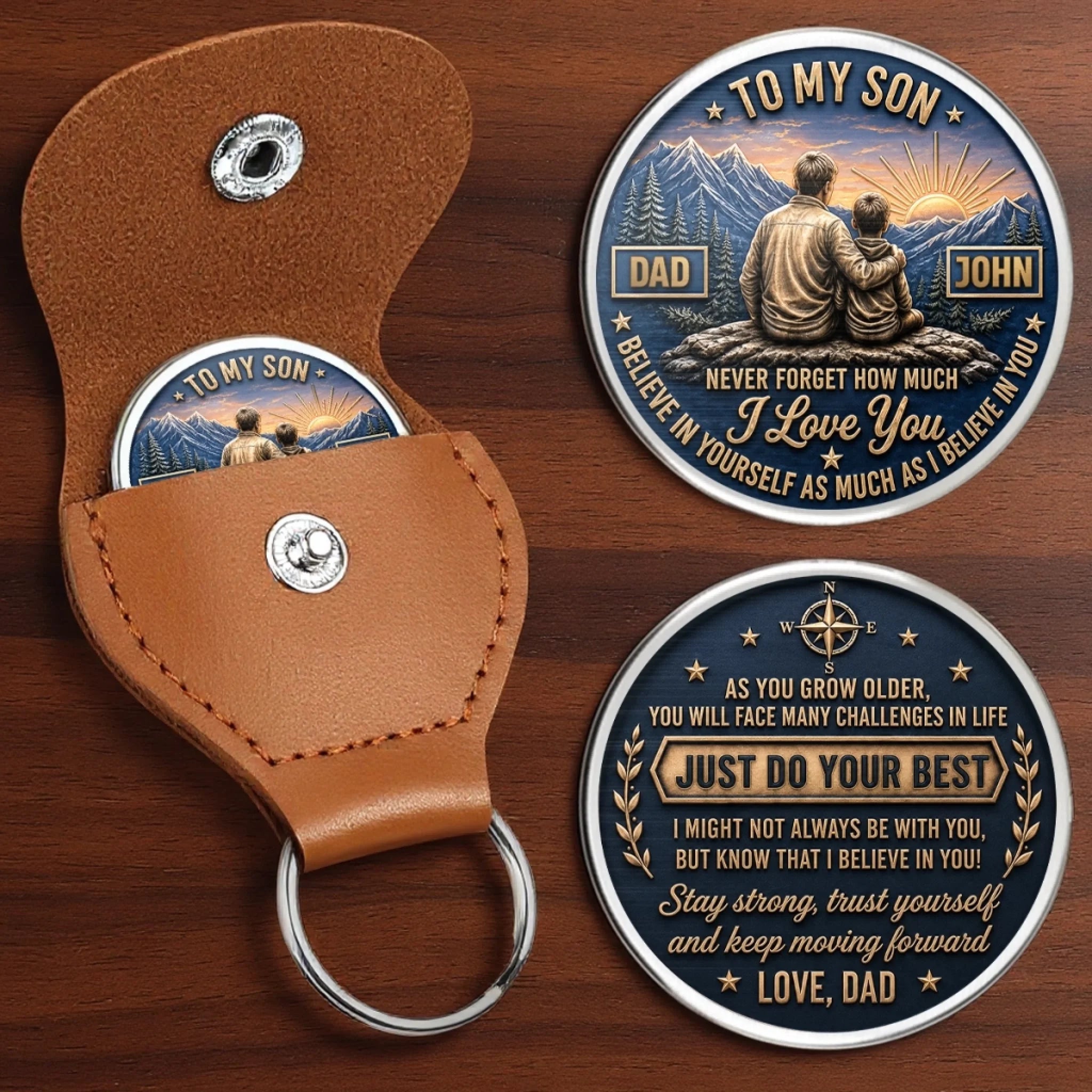 Custom Pocket Hug Personalized Birthday Gift for Son, Believe Grow Never Give Up Keepsake