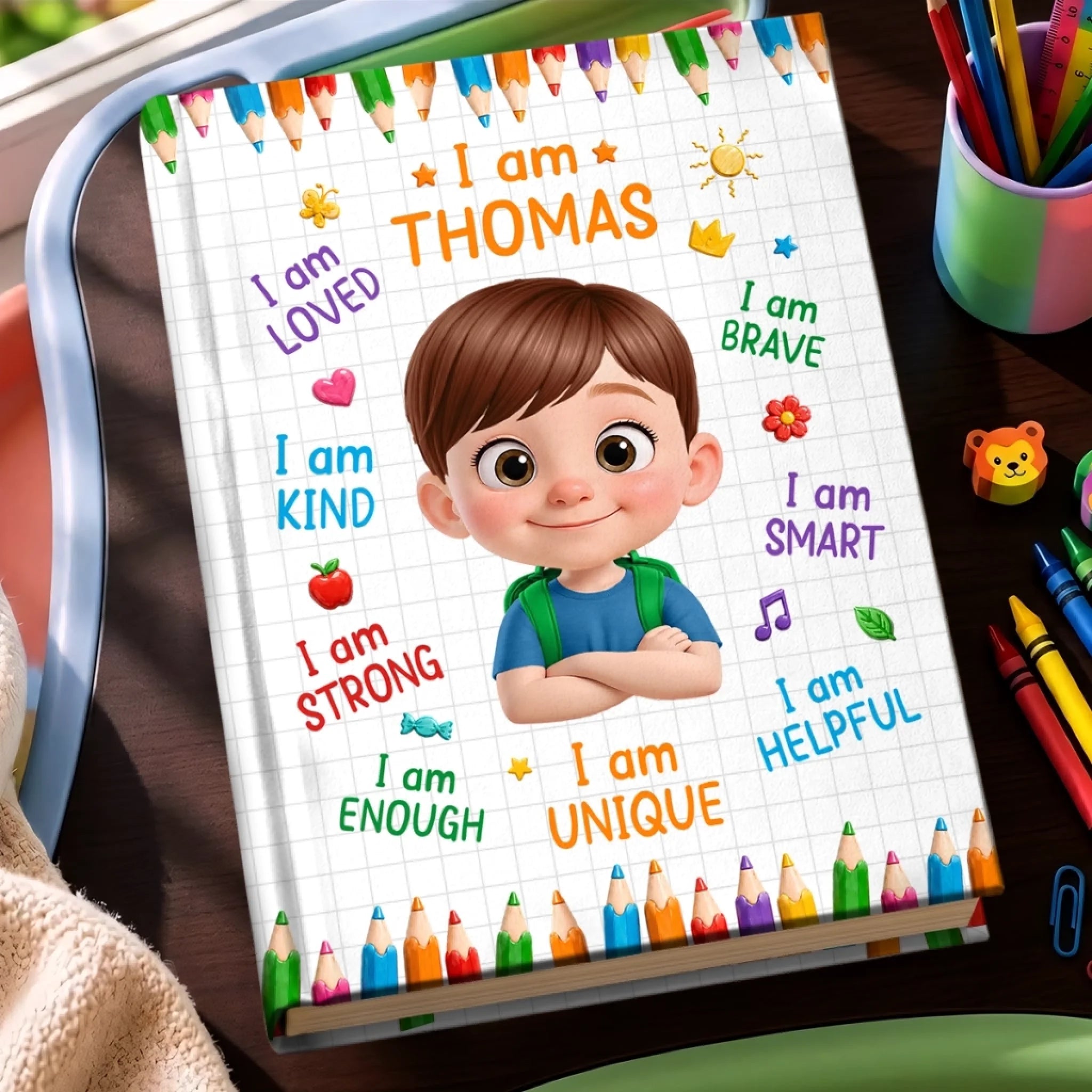 Custom Kids Hardcover Journal, Personalized Ready To Explore Back To School Gift