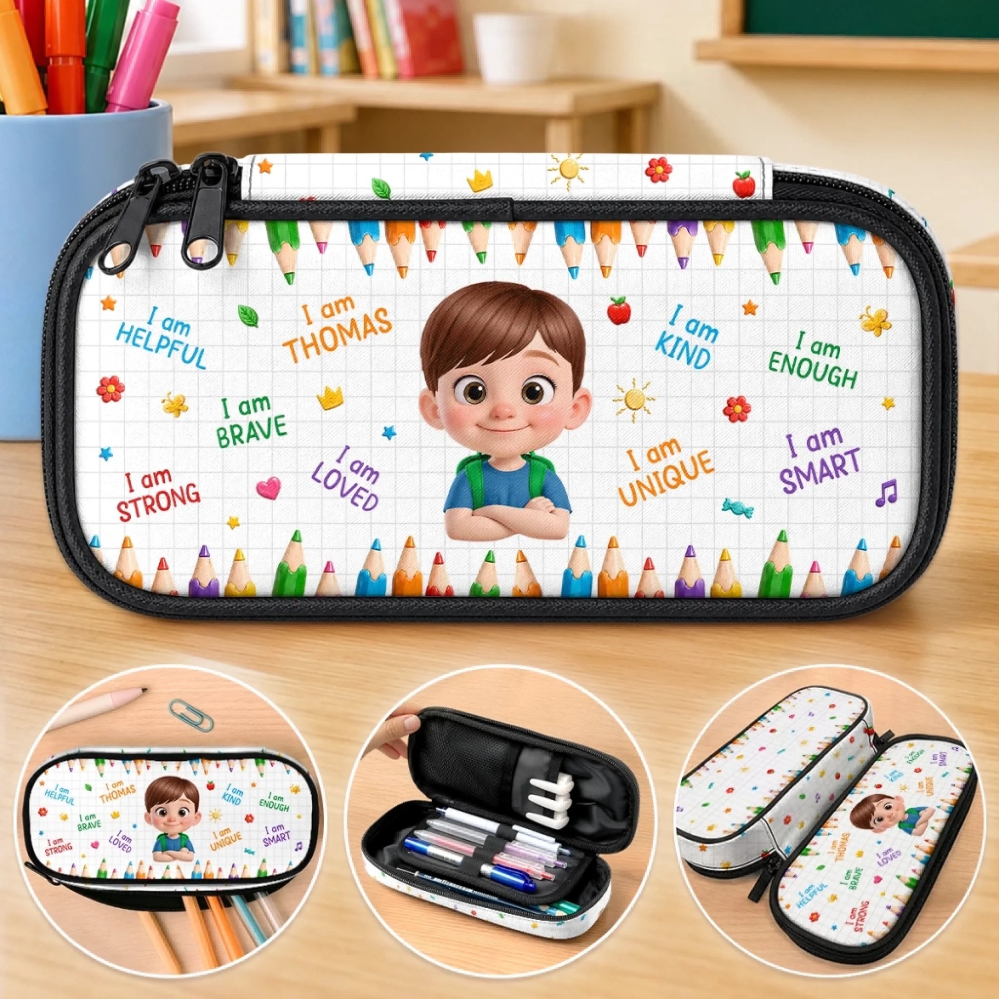 Custom Kids Pencil Canvas Case, Personalized Back to School Gift, Big Dreams Ahead