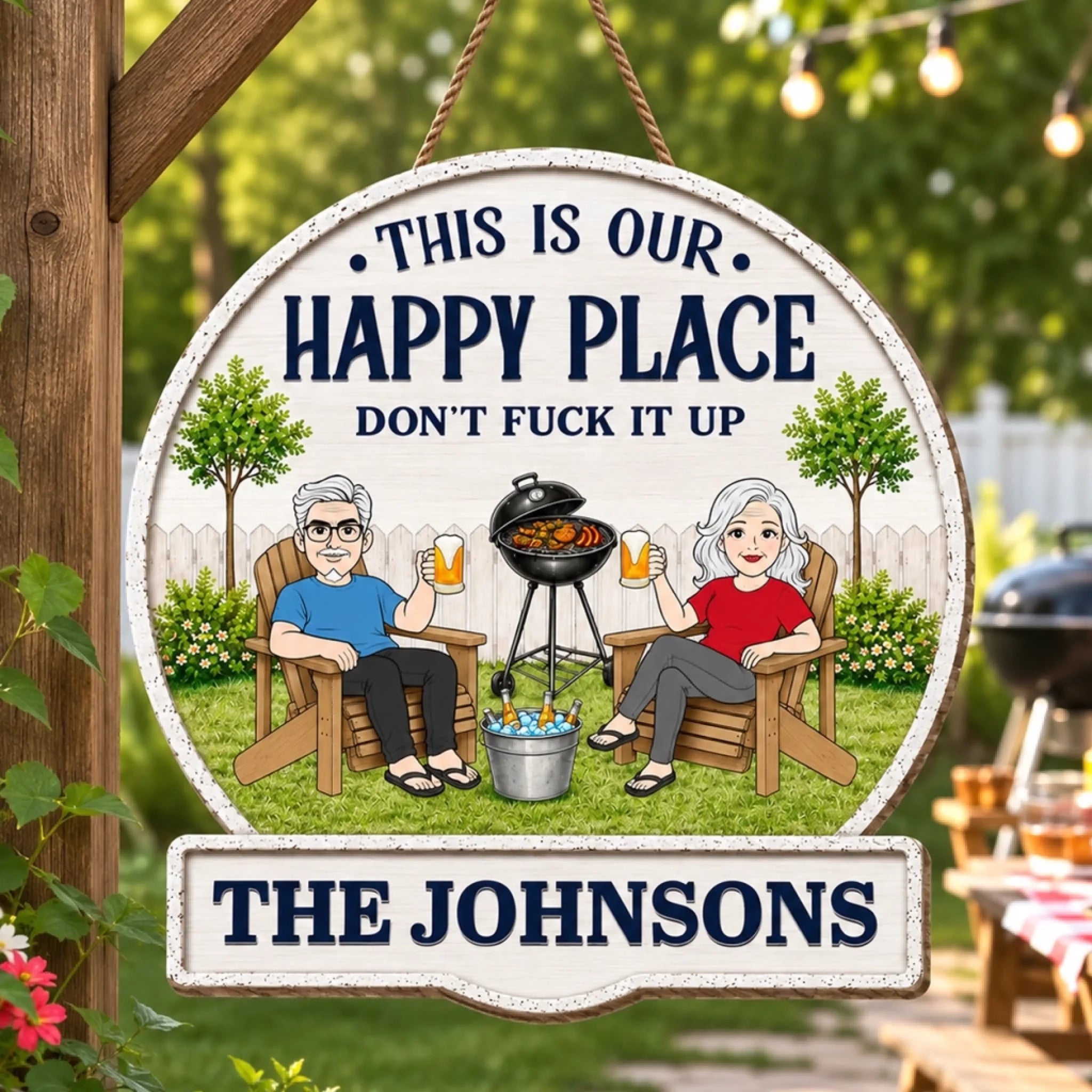 Custom Wood Sign Personalized Summer Vacation Travel Gift for Husband and Wife Together Is Our Favorite Place