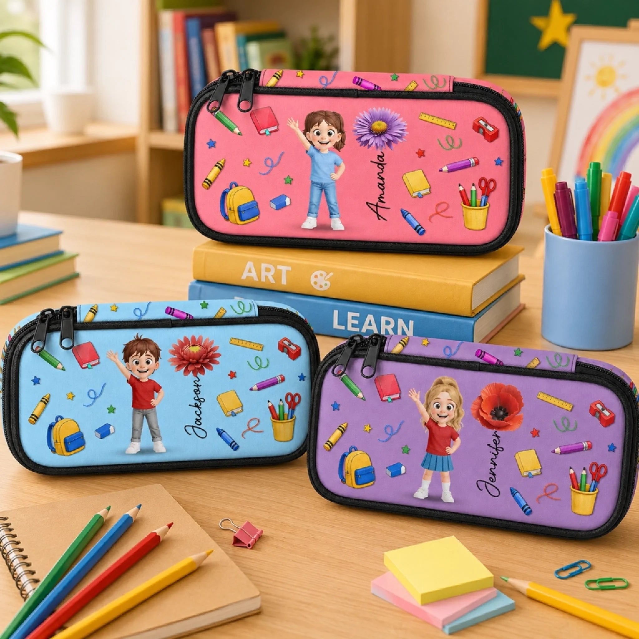 Custom Kids Pencil Canvas Case - Personalized Back to School Gift for Kids