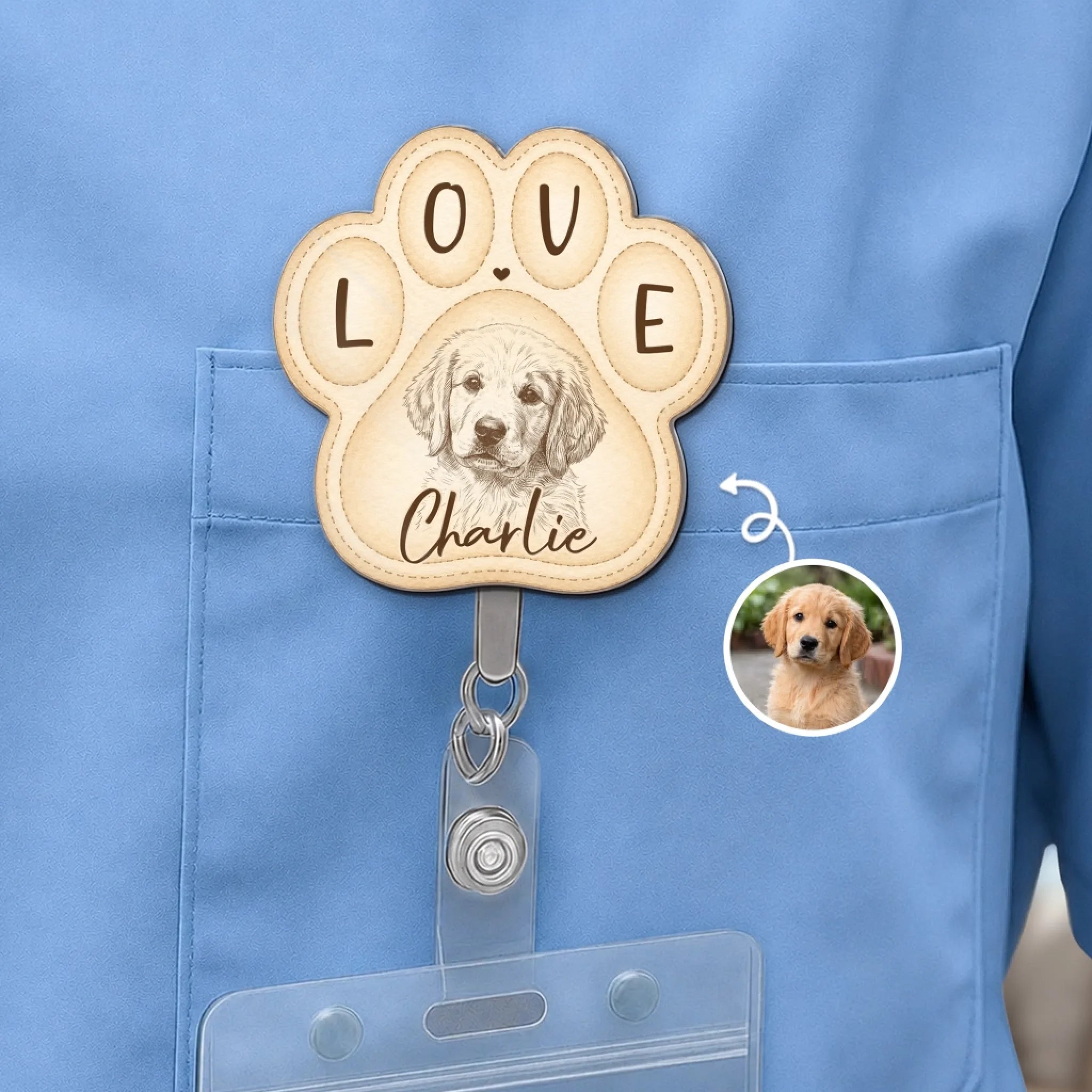 Custom Photo Acrylic Badge Reel Personalized Pet Memorial Sympathy Gift for Dogs and Cats