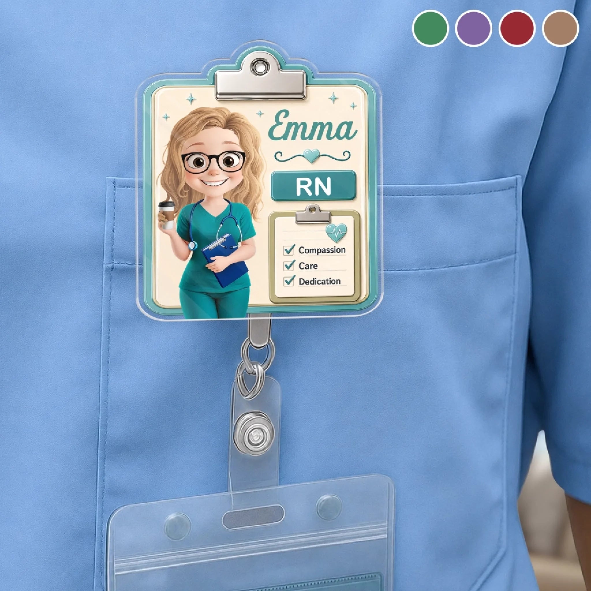 Custom Acrylic Badge Reel, Personalized Healing Every Day Nurse Birthday Gift