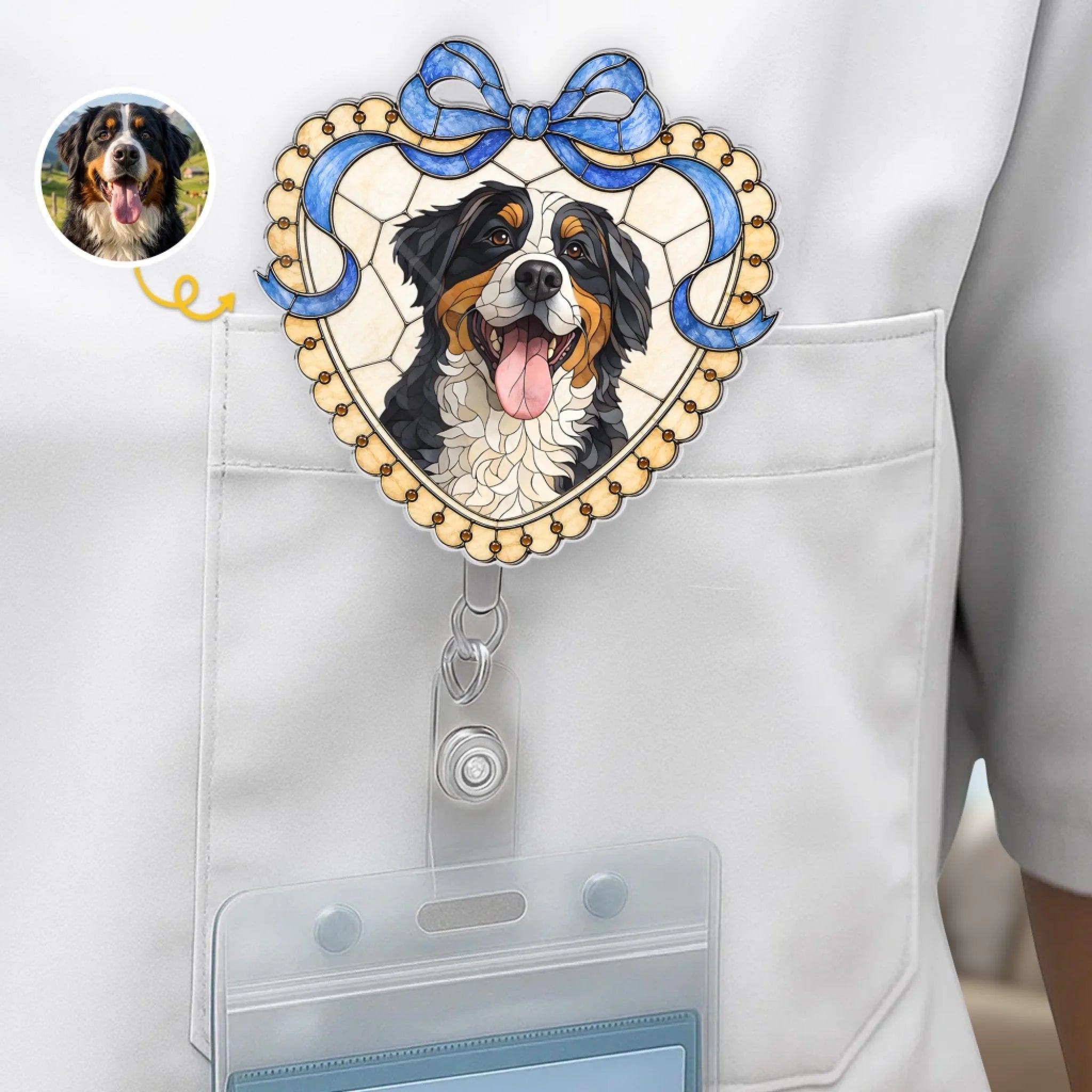 Custom Photo Acrylic Badge Reel, Personalized Birthday Gift for Dog & Cat Lovers