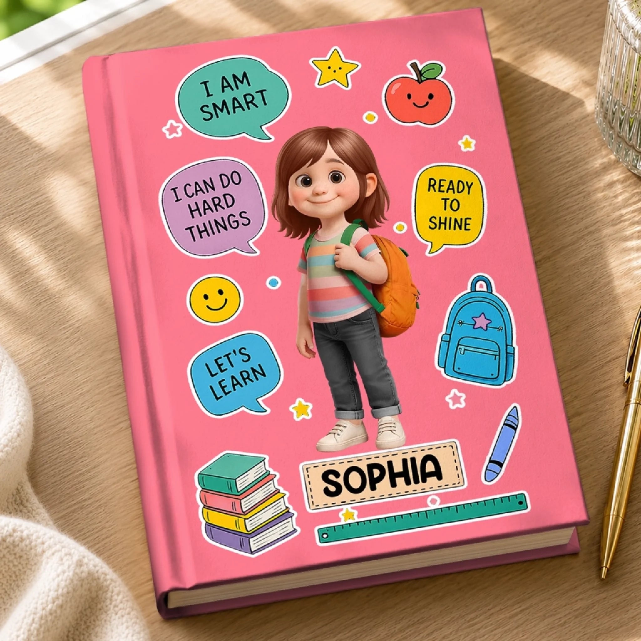Custom Kids Hardcover Journal - Personalized Back to School Gift, Ready To Shine Notebook