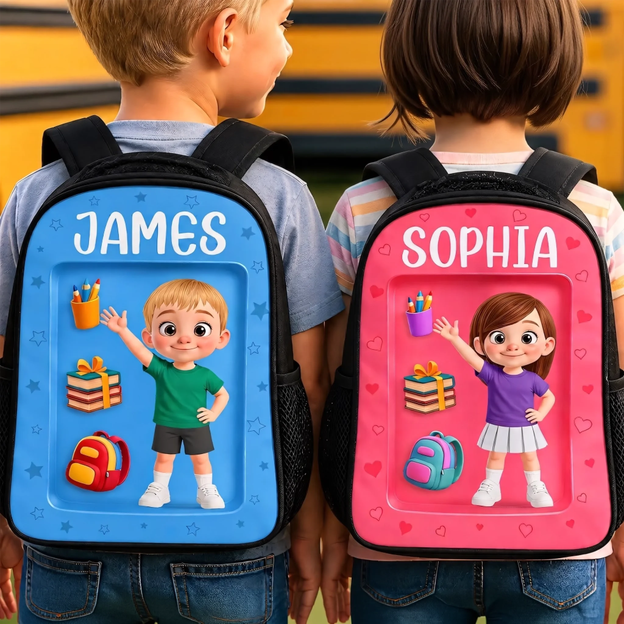 Personalized Kids Front Printed Backpack, Custom Back to School Gift – The World Is Amazing