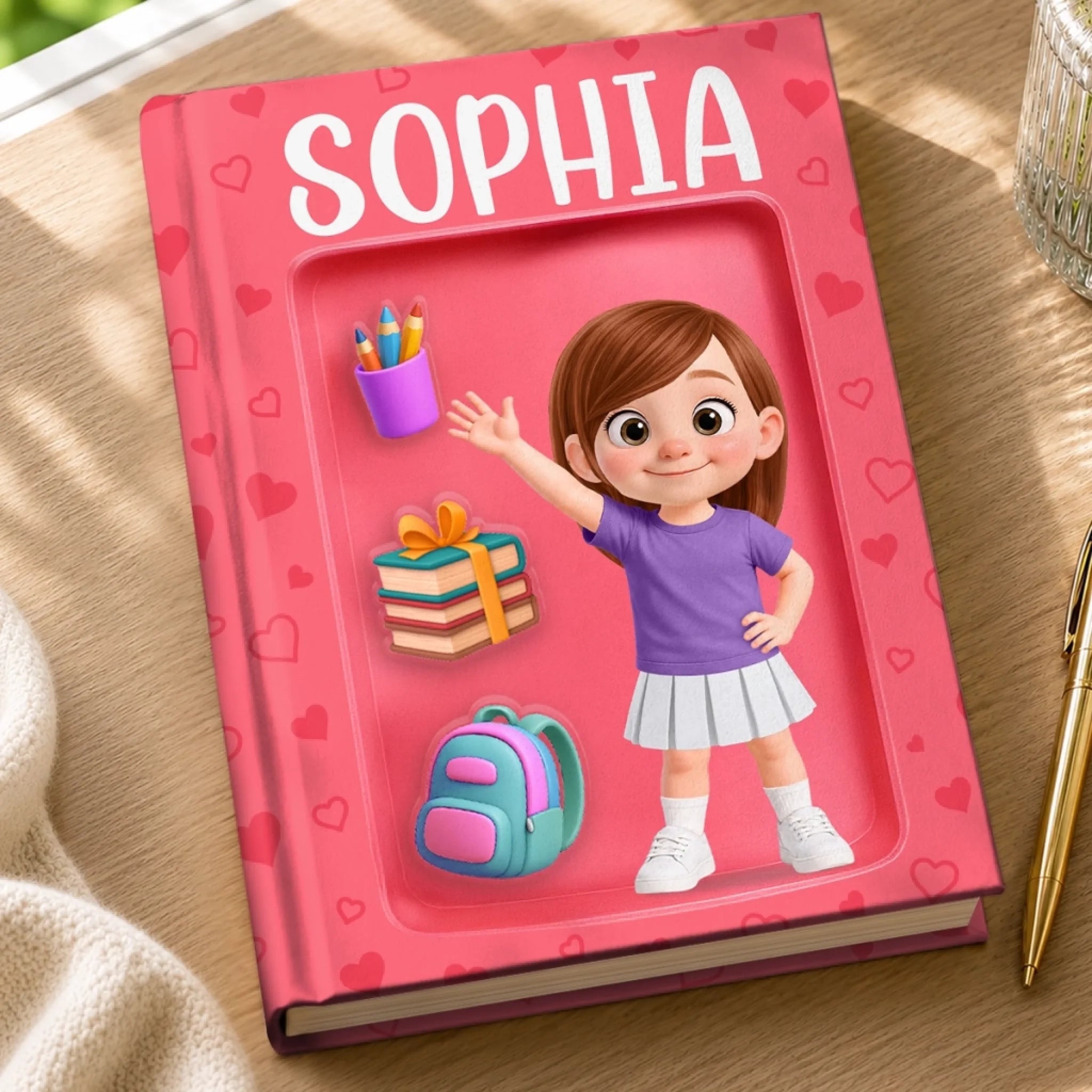 Custom Kids Hardcover Journal - Personalized Back to School Gift, Play Hard Study Harder Notebook