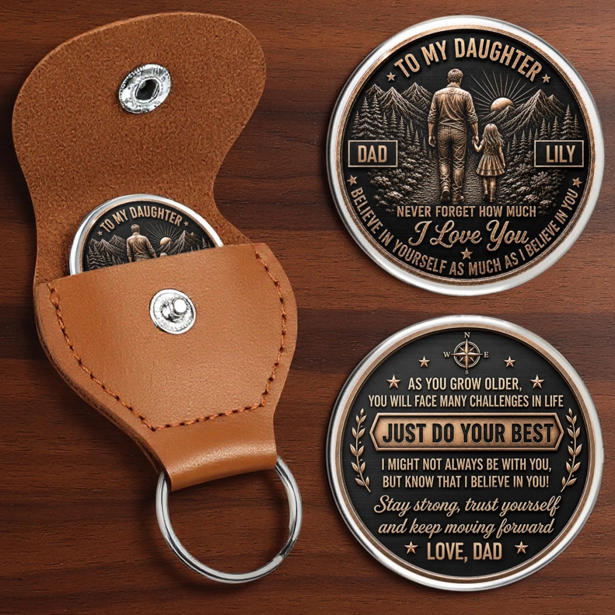 Custom Pocket Hug for Daughter, Personalized Birthday Gift with My Love Will Always Guide You Message