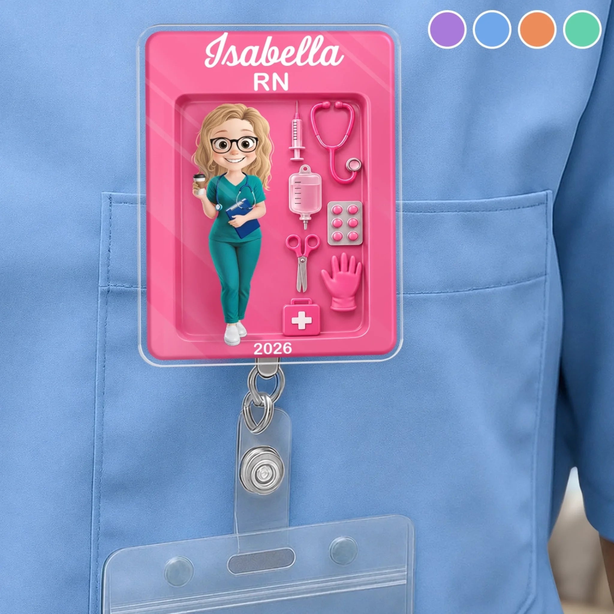 Custom Acrylic Badge Reel Personalized Making Healthy Happen Birthday Gift for Nurse
