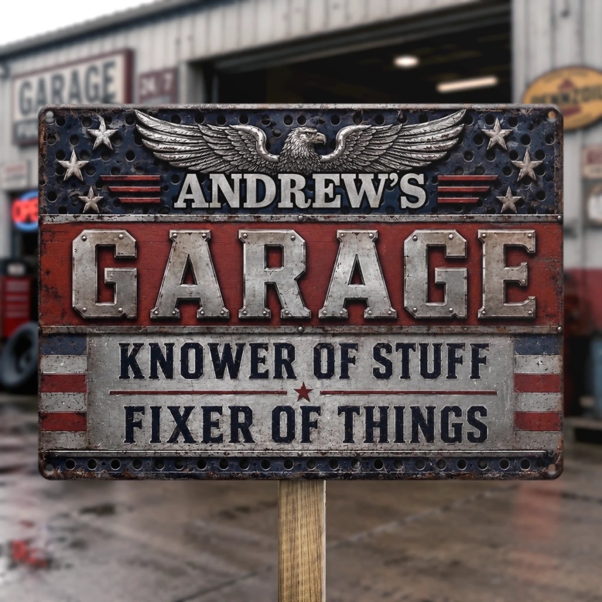 Personalized Mechanic Metal Sign, Custom Garage State of Mind Decor Birthday Gift for Husband Dad