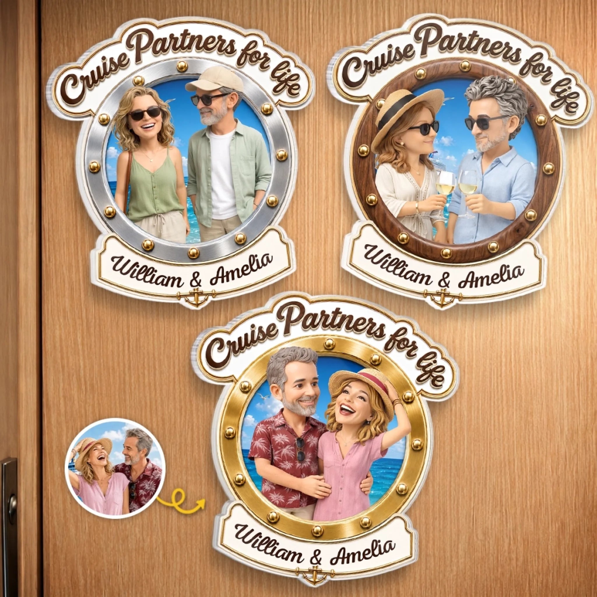 Custom Photo Cruise Ship Door Magnet Personalized Summer Vacation Travel Gift for Couples