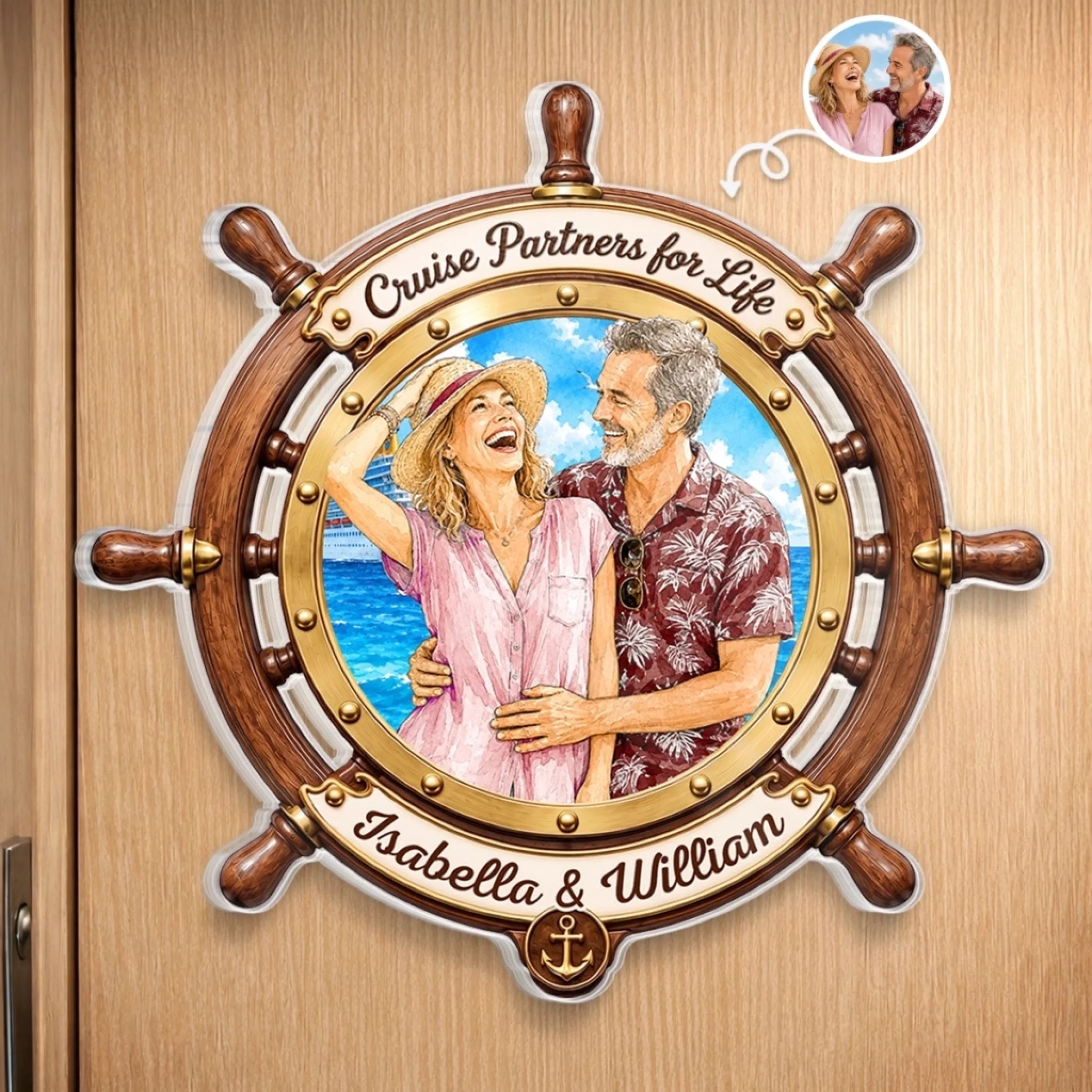 Custom Photo Cruise Ship Door Magnet Personalized Acrylic Magnet Gift for Couples and Cruise Lovers