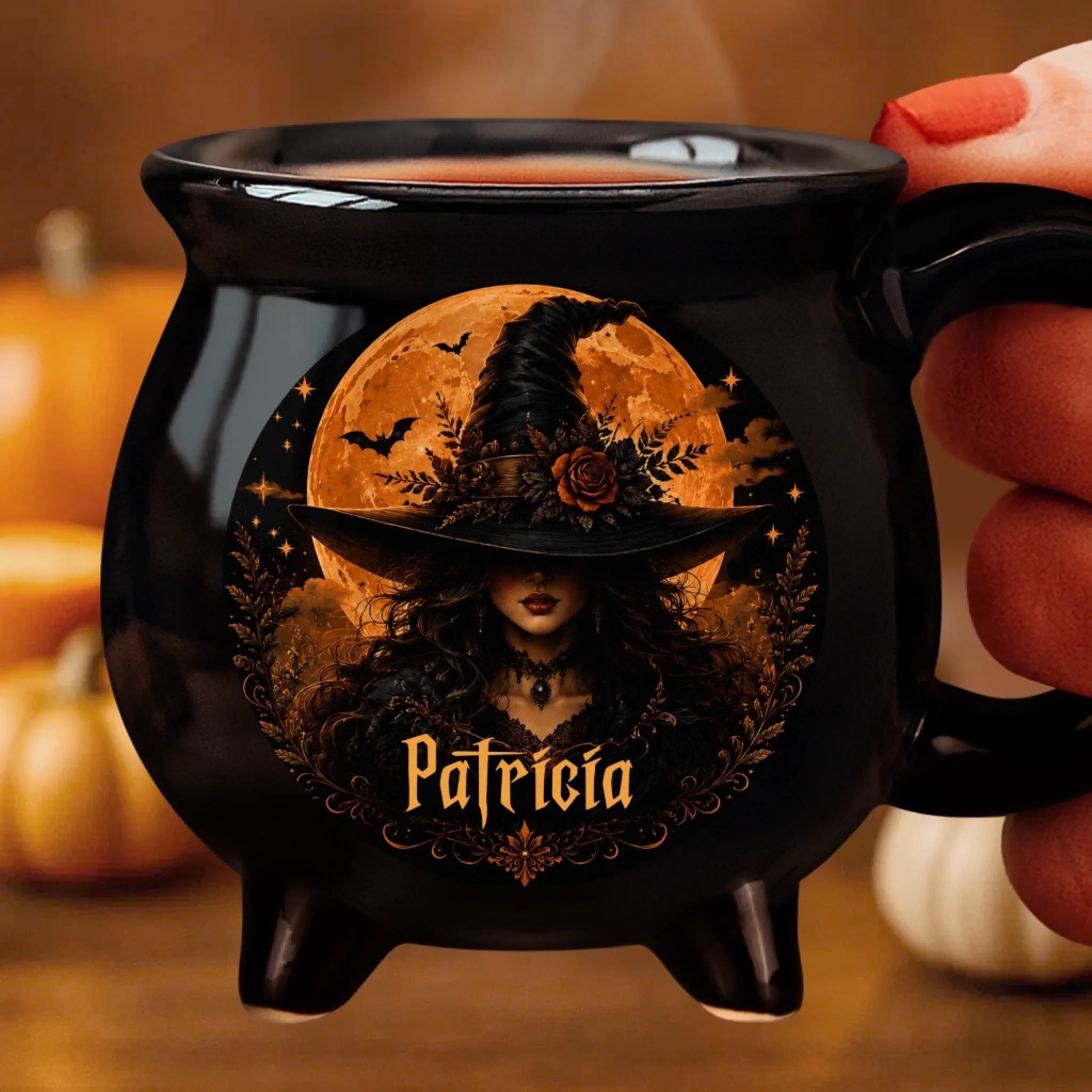 Custom 12oz Ceramic Cauldron Coffee Mug Personalized Halloween Witchy Gift with Good Witch Energy