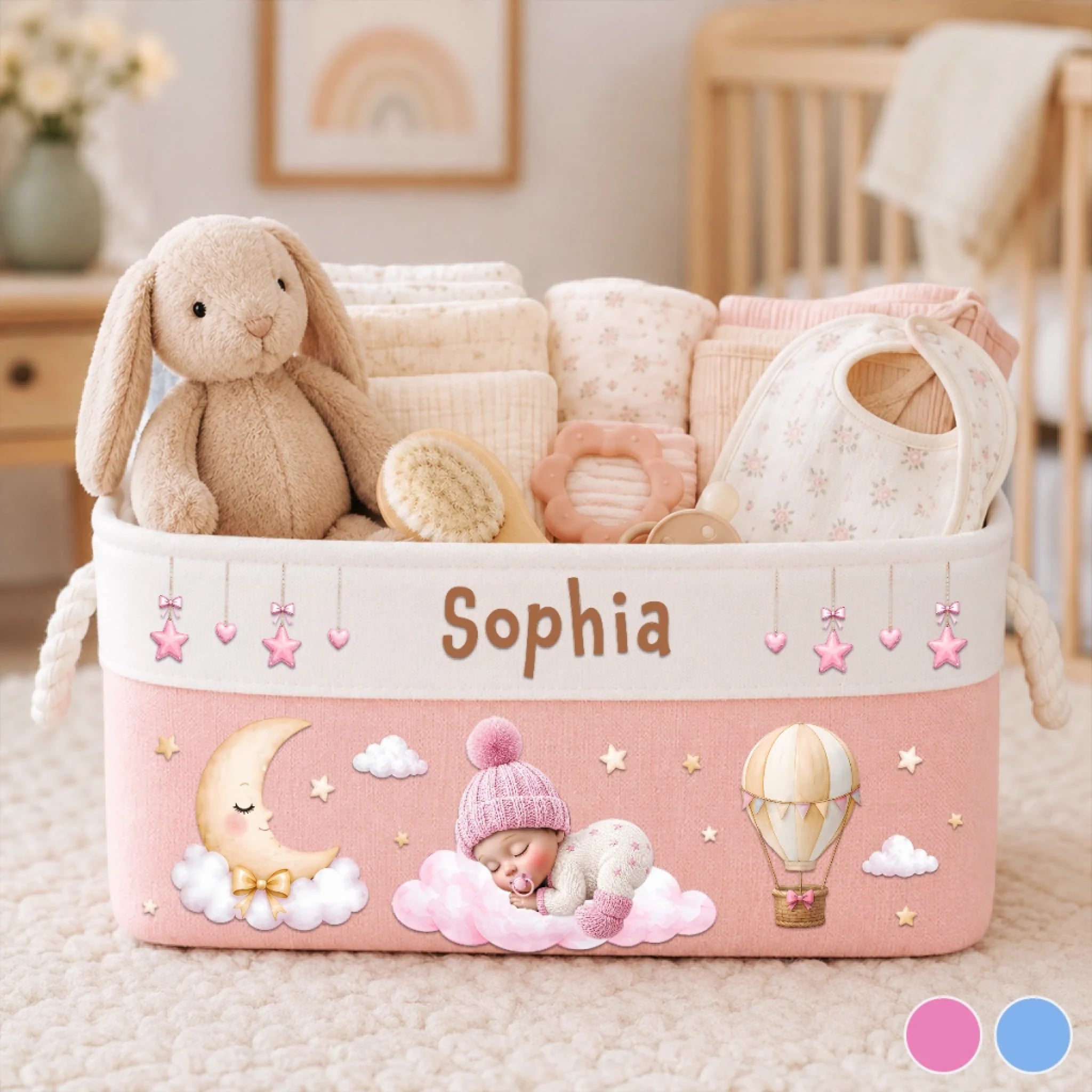 Custom Storage Basket Personalized Baby Shower or Gender Reveal Gift for New Moms and Parents