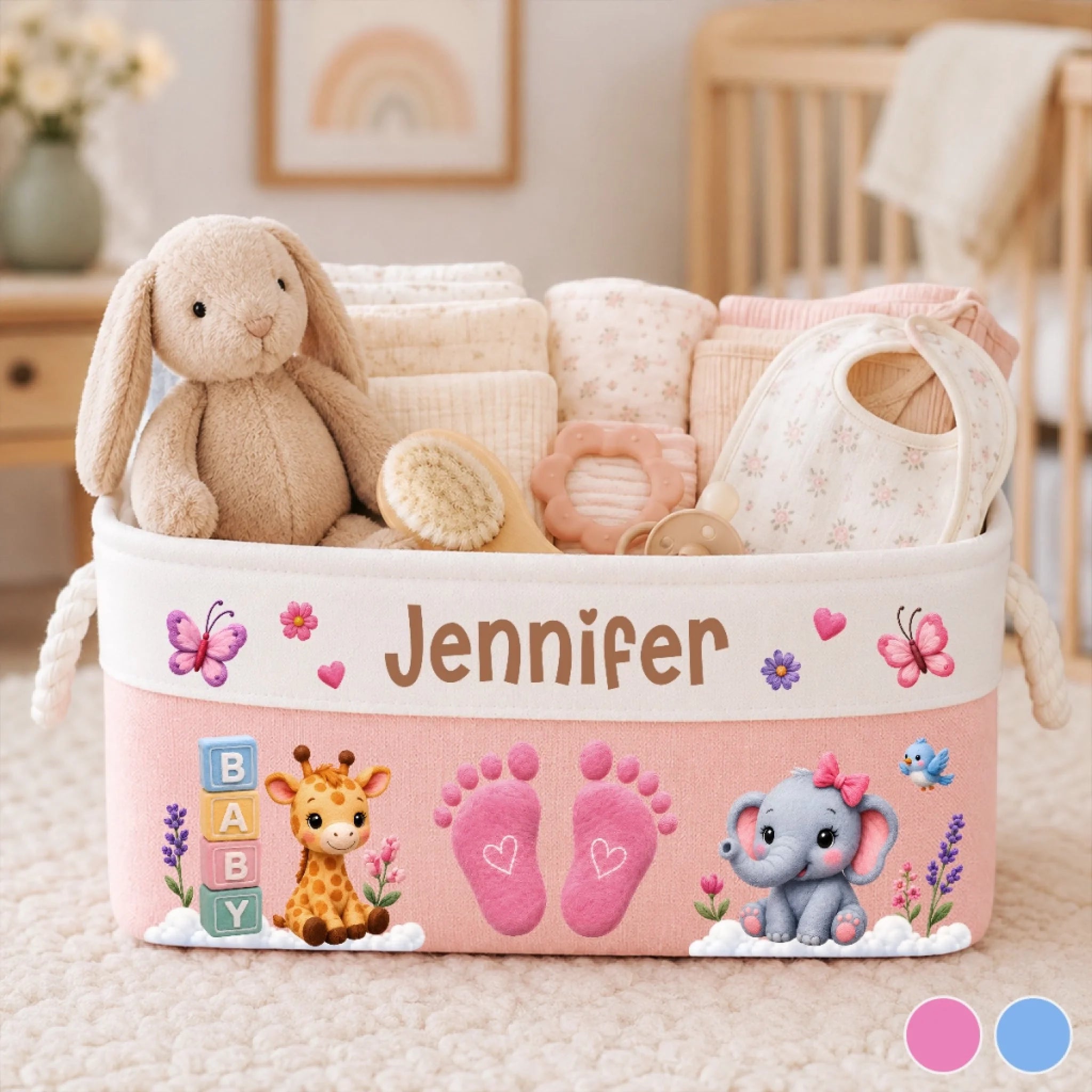 Custom Storage Basket Personalized Baby Shower or Gender Reveal Gift for New Moms and Dads