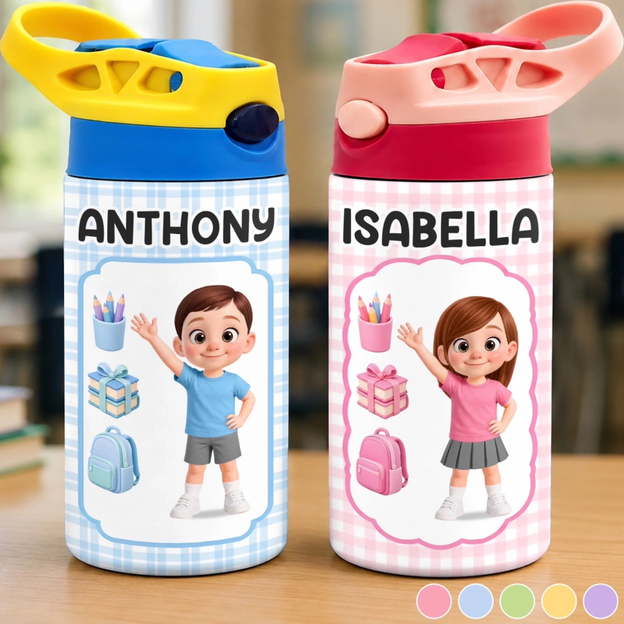 Custom Kids Insulated Water Bottle Personalized Back to School Gift for School Adventures