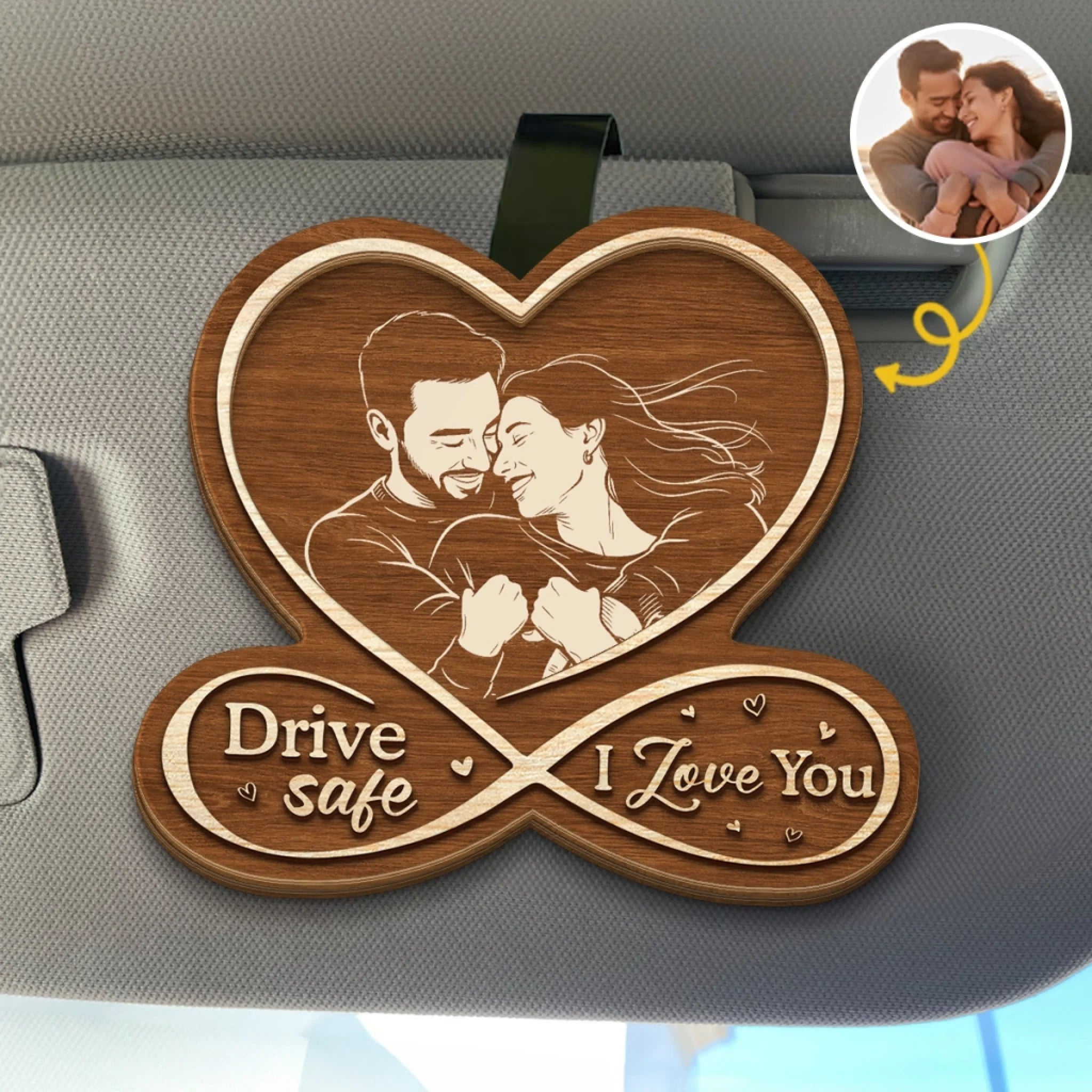 Custom Photo Car Visor Clip Personalized Anniversary Wedding Gift for Husband Wife Him or Her