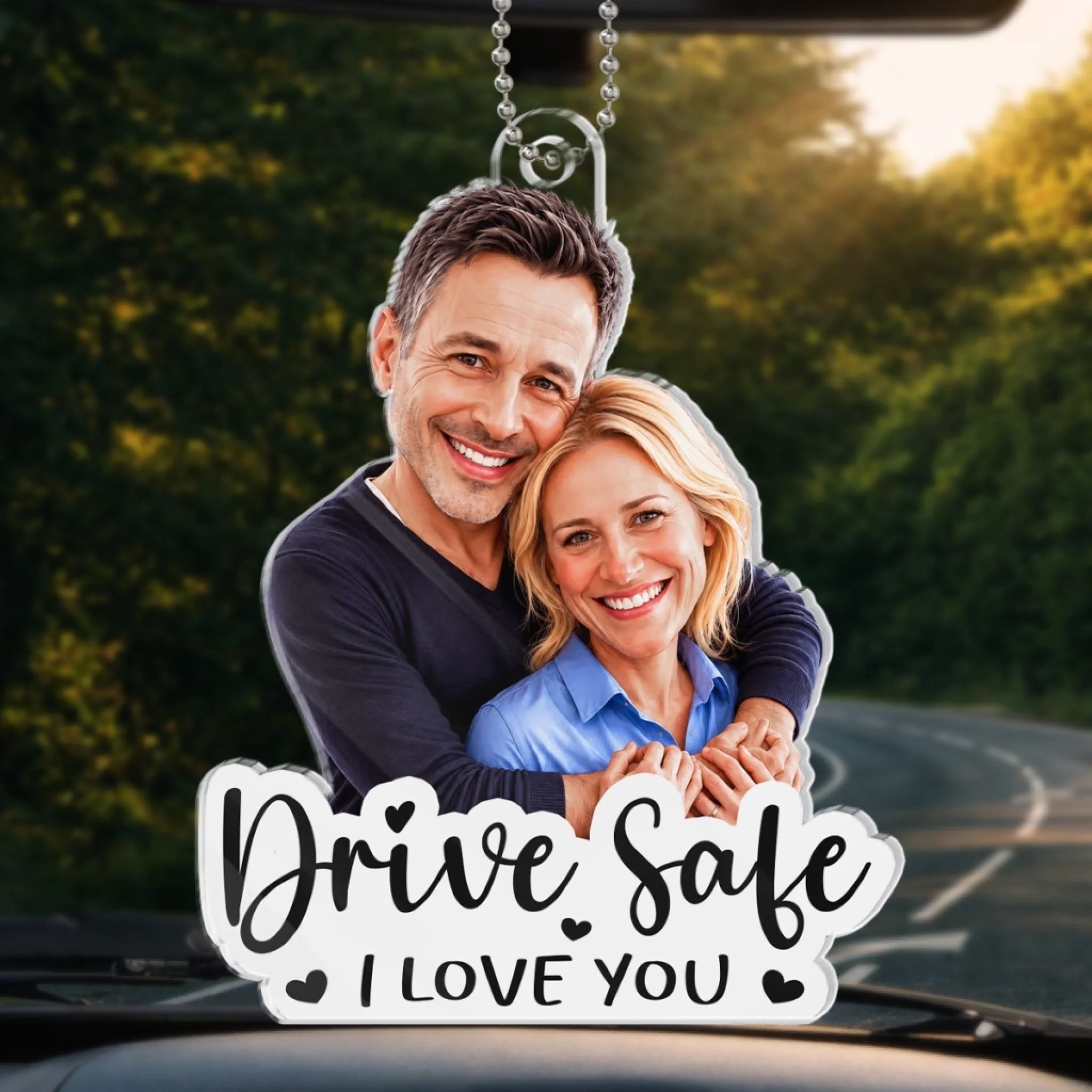 Custom Photo Acrylic Car Ornament Personalized Anniversary Wedding Gift for Husband Wife Together On Every Road