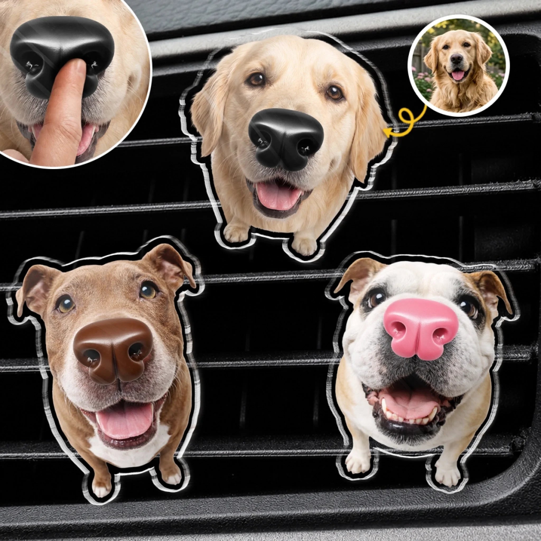 Custom Photo Squishy Nose Car Vent Clip – Personalized Dog Lover Birthday Gift for Dog Moms and Dads