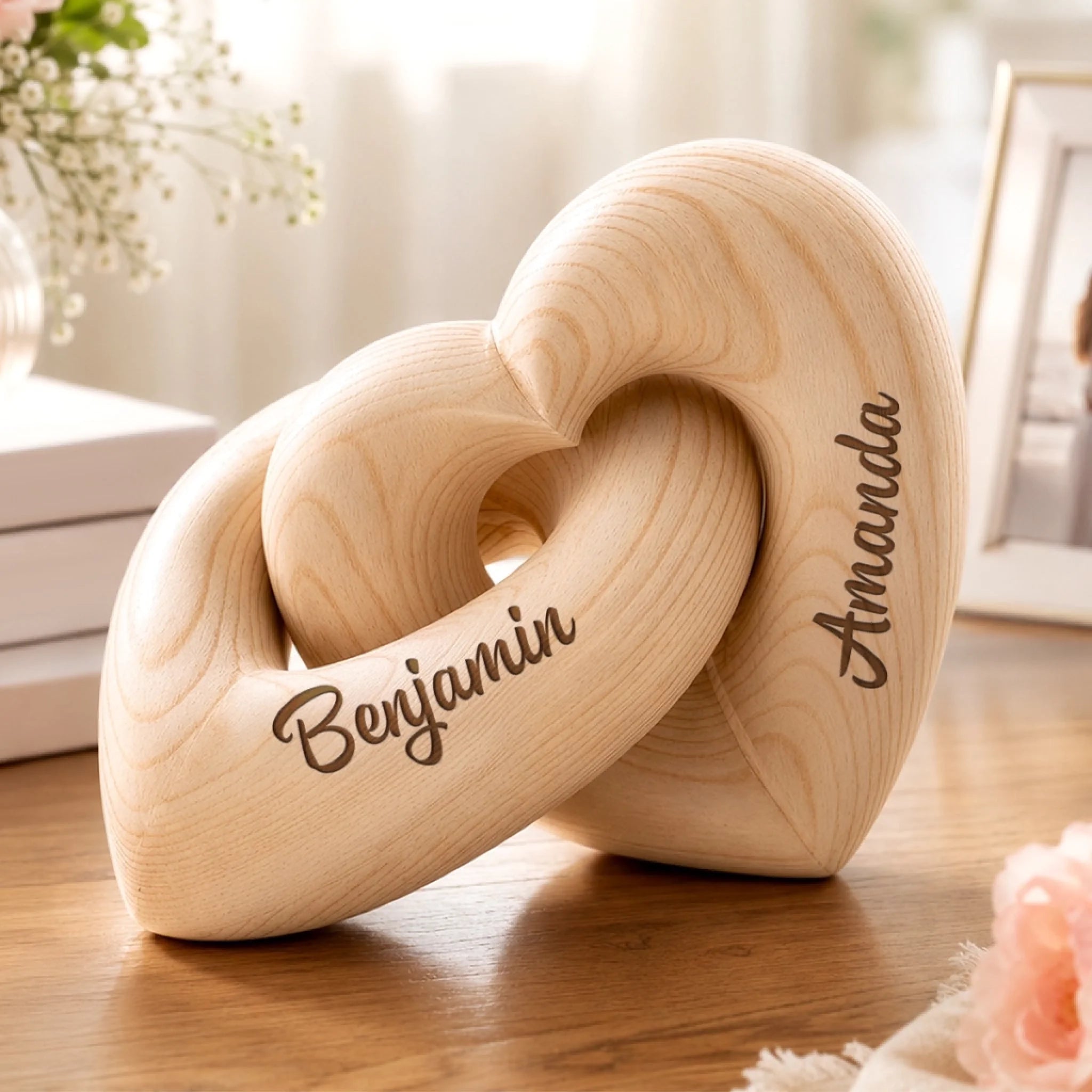 Custom Infinity Heart Sculpture Personalized Anniversary or Wedding Gift for Husband and Wife