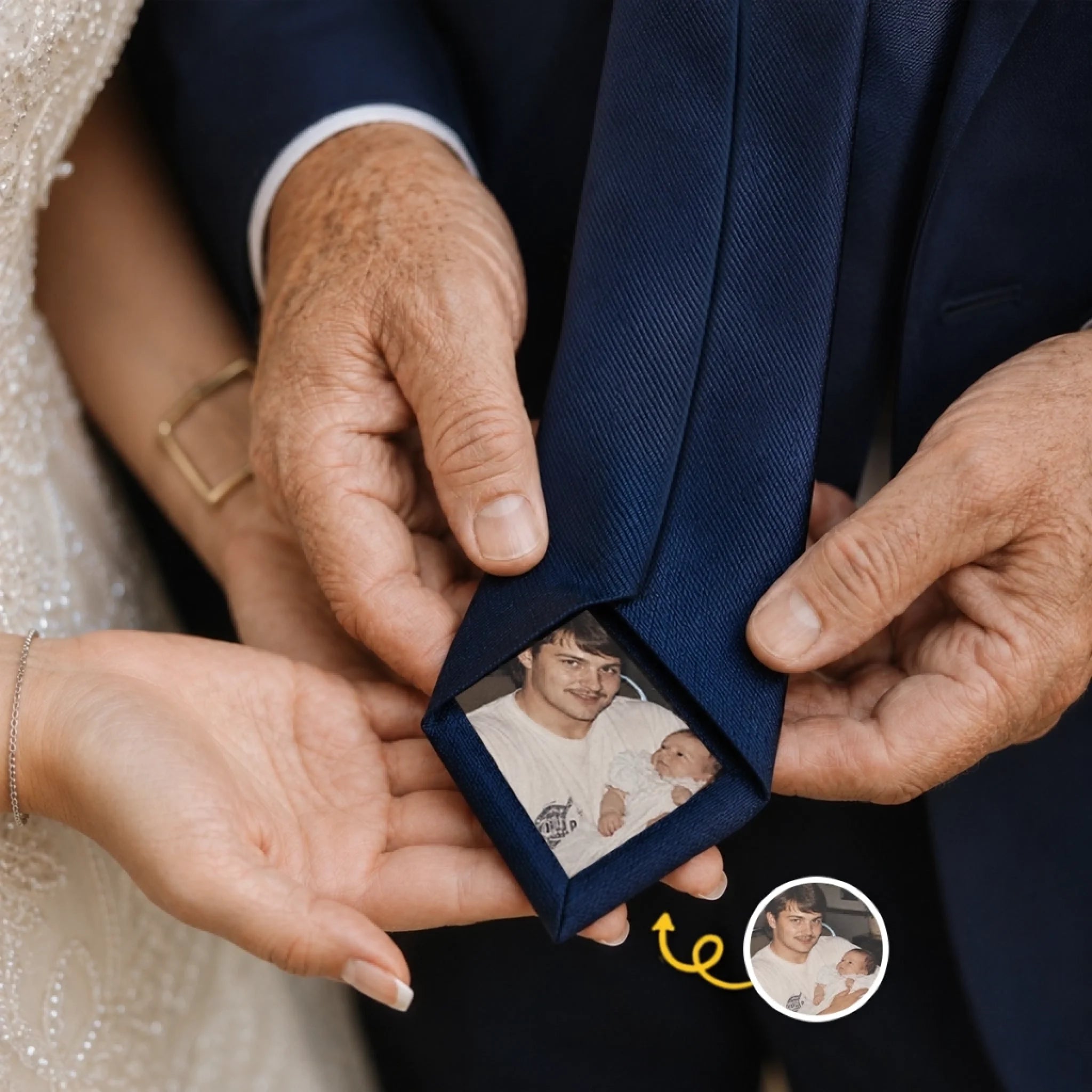 Custom Photo Tie Patch Personalized Wedding Gift for Dad, Grandpa, Father of the Bride or Groom