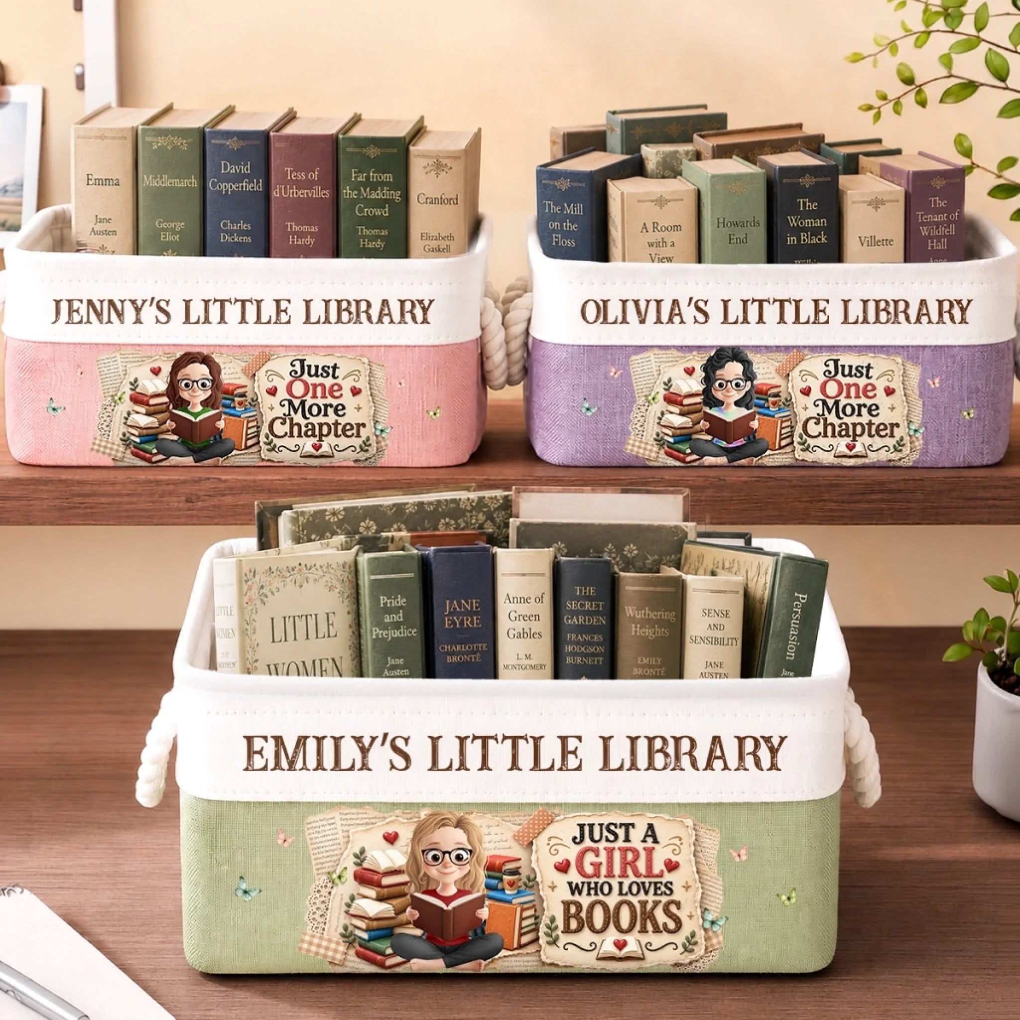 Personalized Book Lover Storage Basket, Custom So Many Books So Little Time Gift for Readers