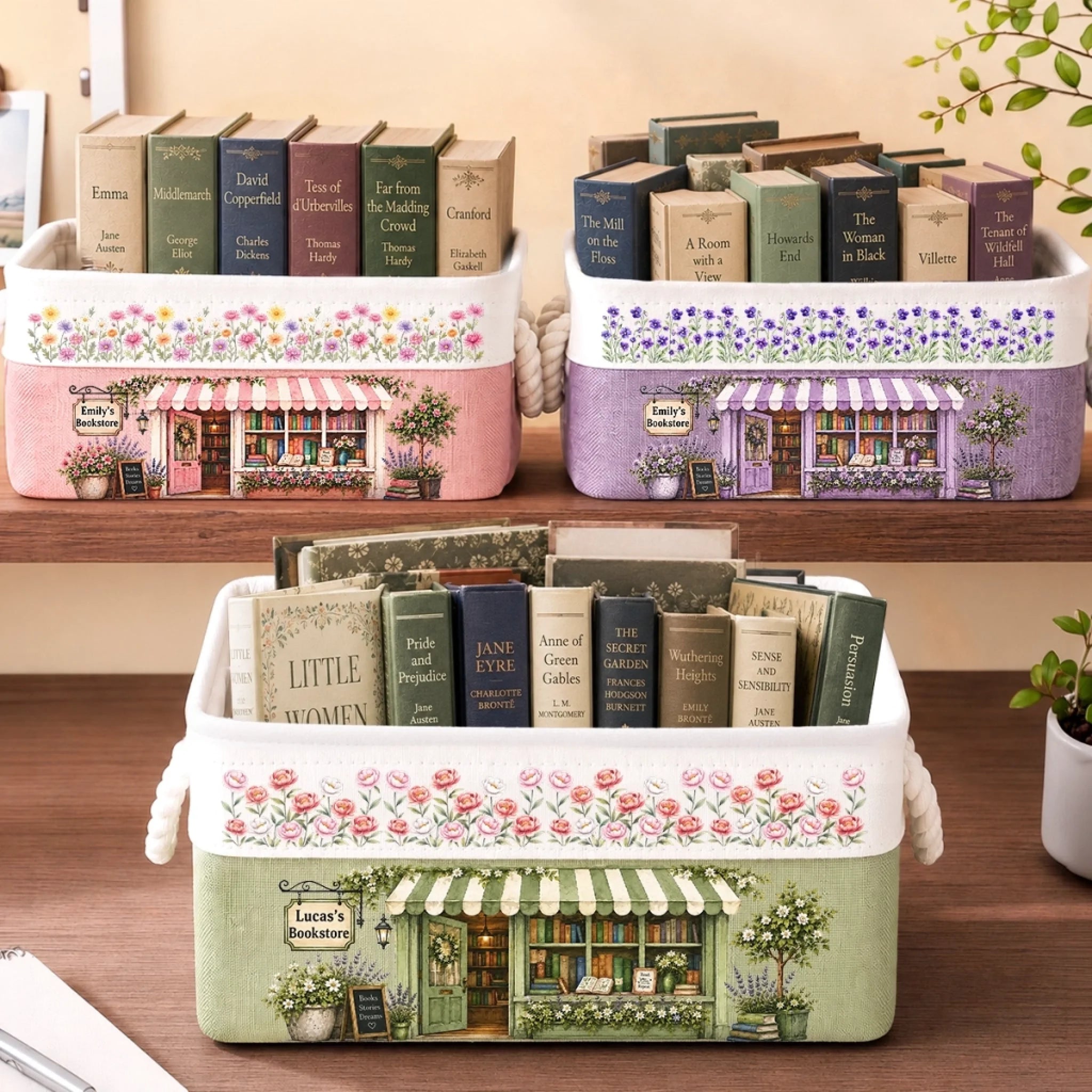 Custom Storage Basket Personalized Bookish Gift for Book Lovers, Bookworms and Readers