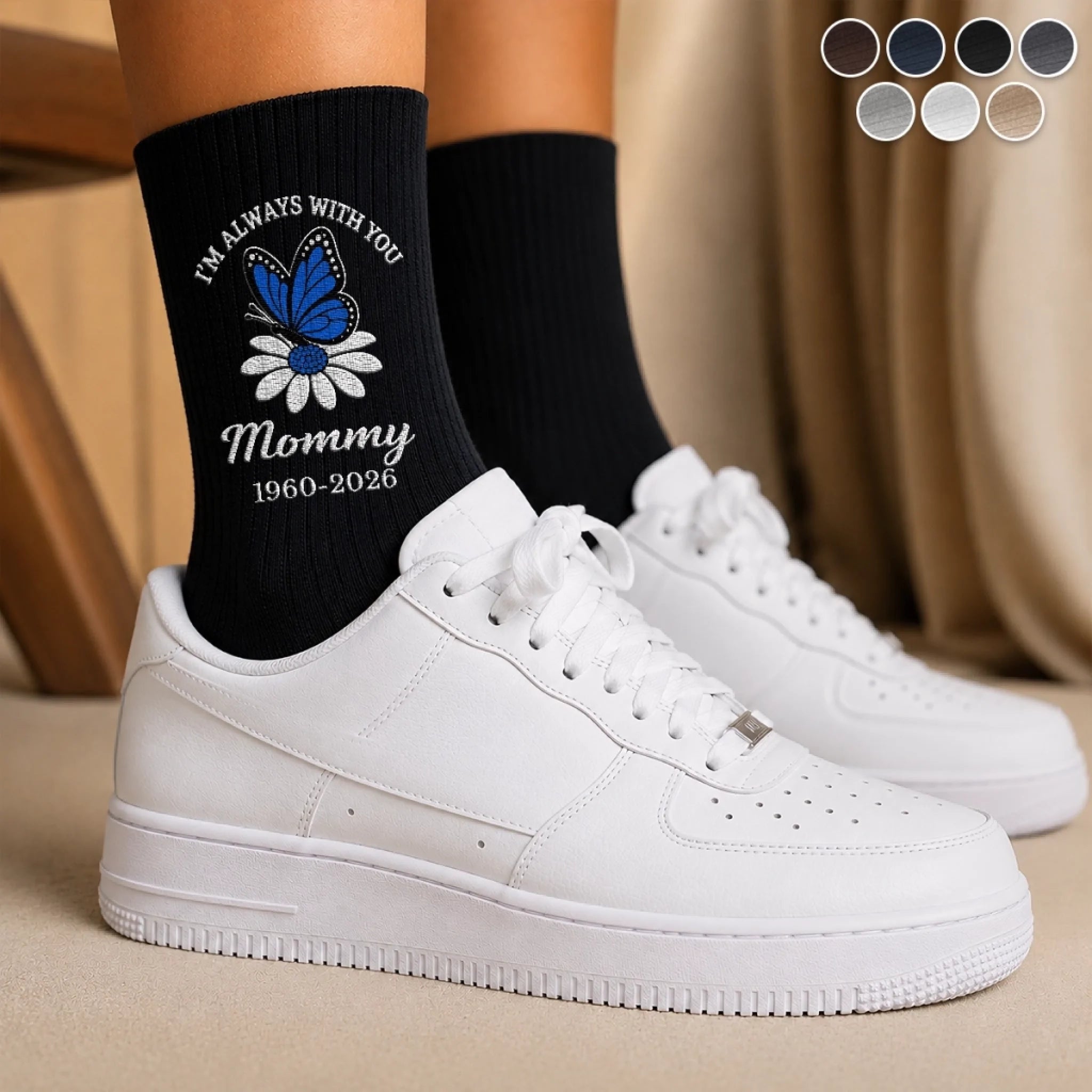 Custom Embroidered Memorial Socks, Personalized Sympathy Gift for Loss of Mom Dad Grandma Grandpa
