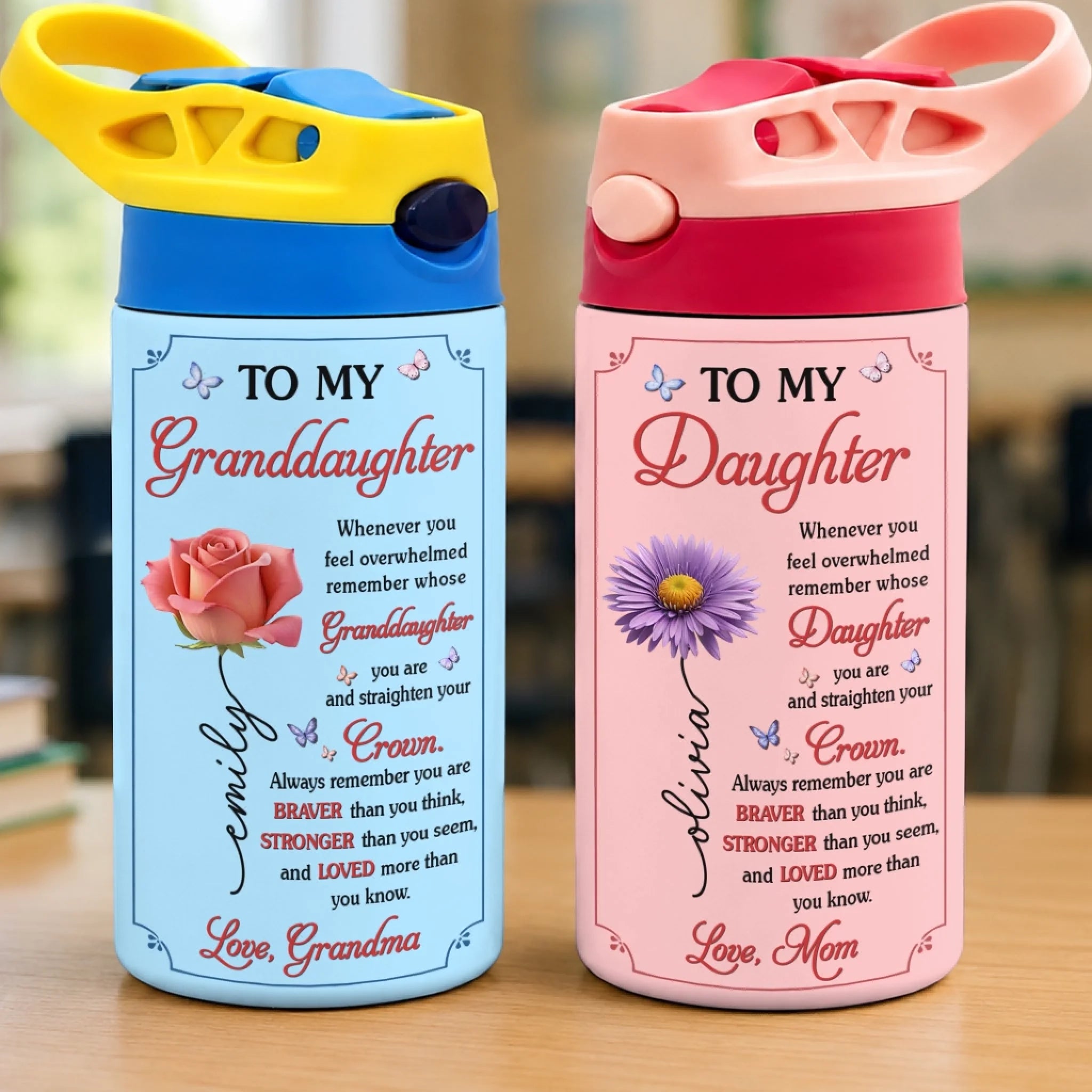 Custom Kids Insulated Water Bottle, Personalized Back to School Gift for Daughter, Son or Grandchild