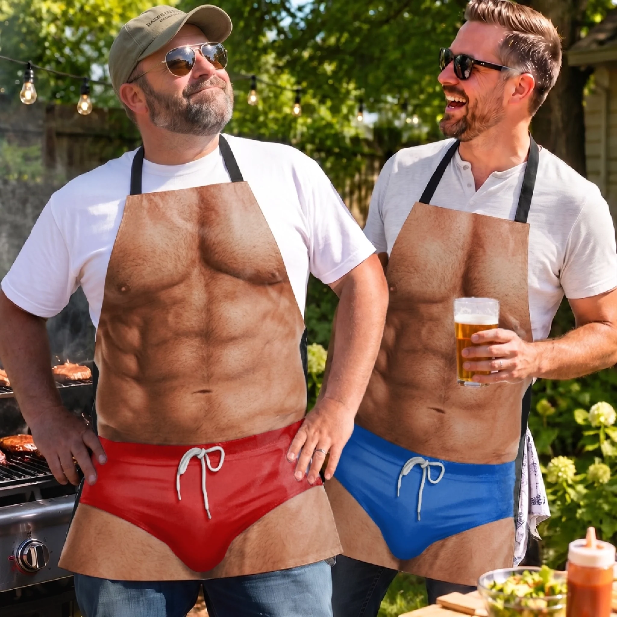 Custom Funny Apron for Men, Personalized Birthday Gift for Dad Husband Grandpa - I Flex When I Cook