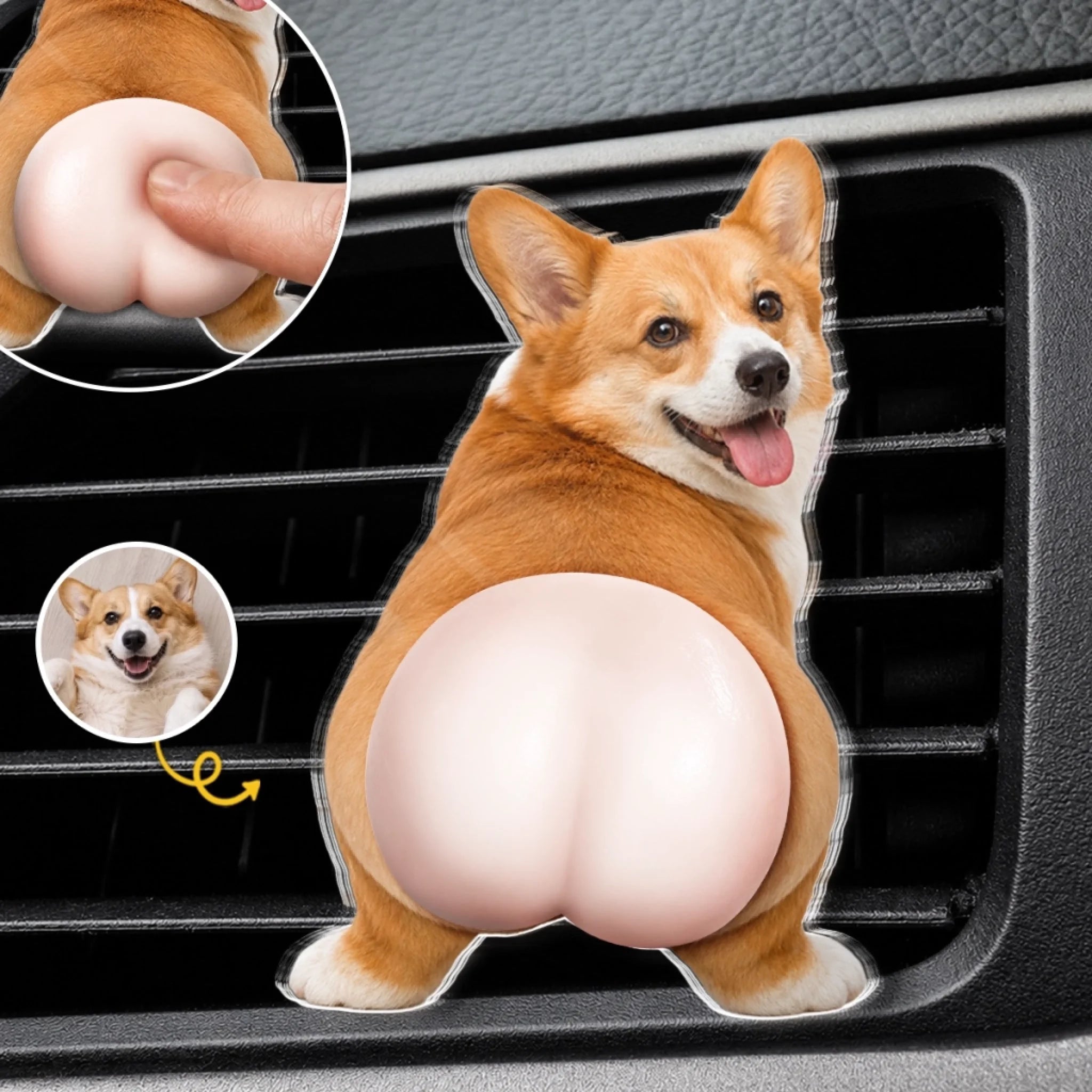 Custom Photo Squishy Acrylic Car Vent Clip Personalized Gift for Dog Cat Lovers and Pet Parents