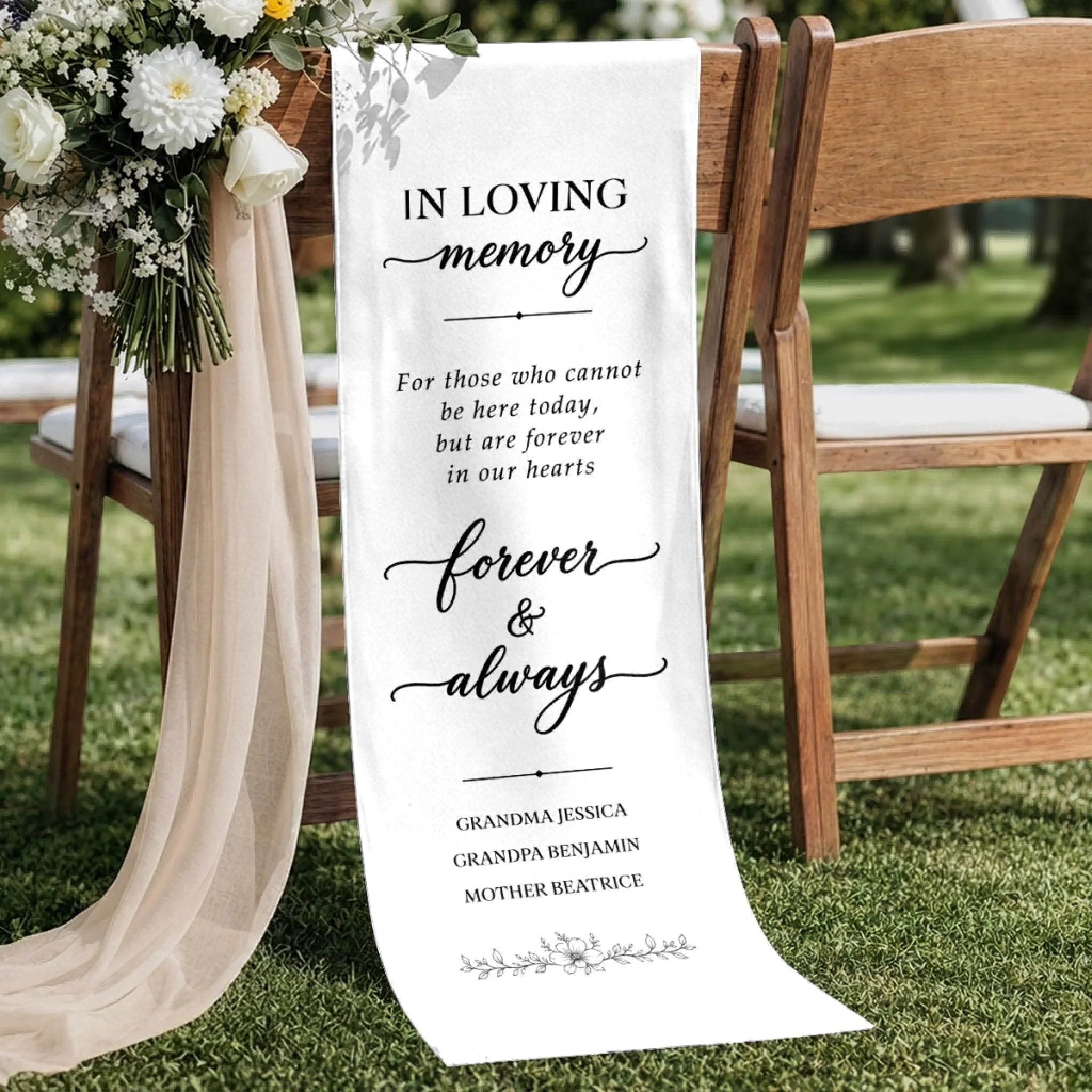 Custom Wedding Chair Sign Personalized Memorial Sympathy Gift for Brides and Grooms Remembered With Love