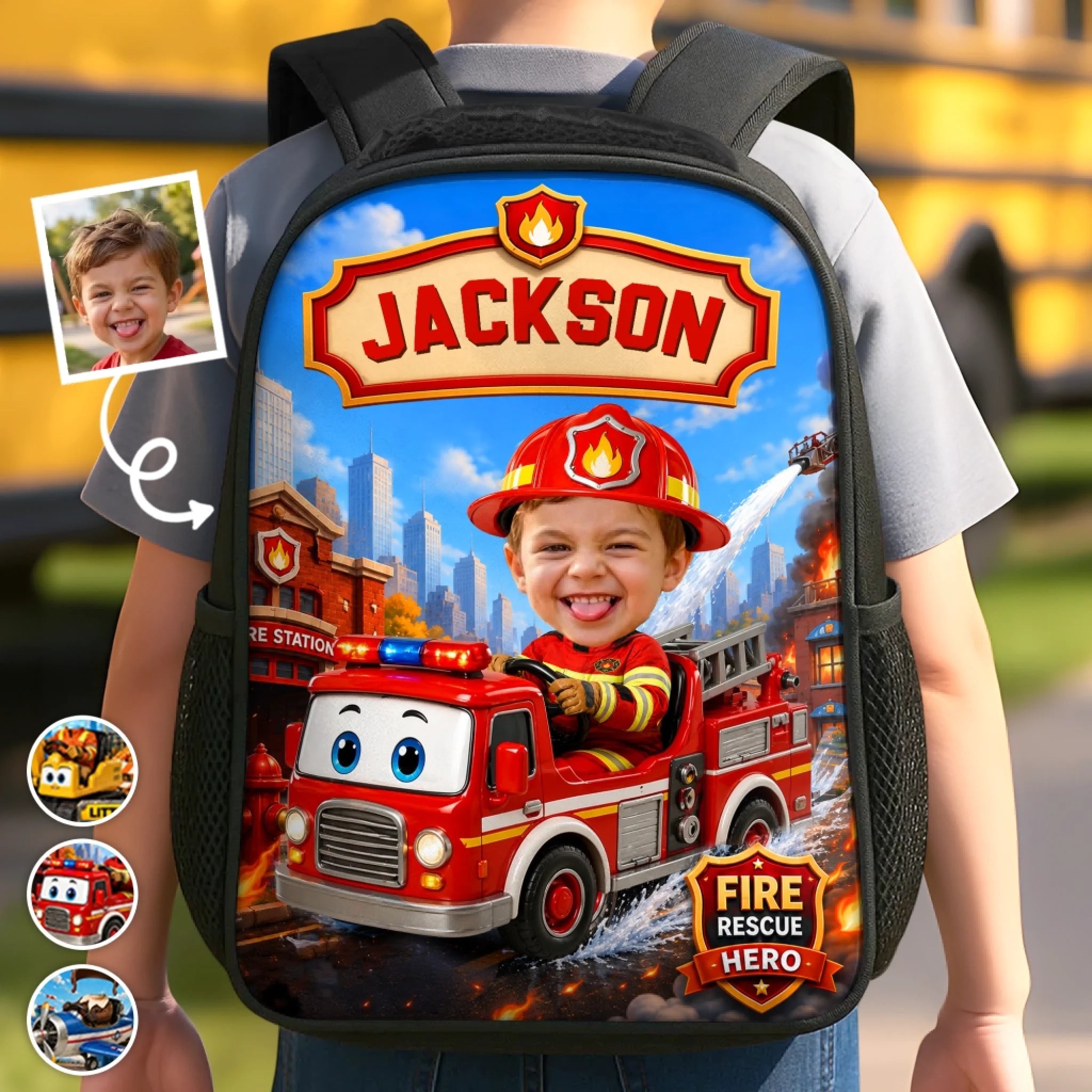 Custom Photo Kids Front Printed Backpack - Personalized Back to School Gift for Little Hero Big Dreams