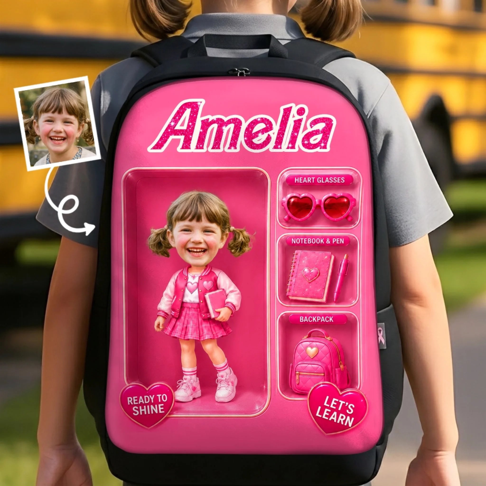Custom Photo Kids Front Printed Backpack, Personalized Back to School Gift - Born To Stand Out