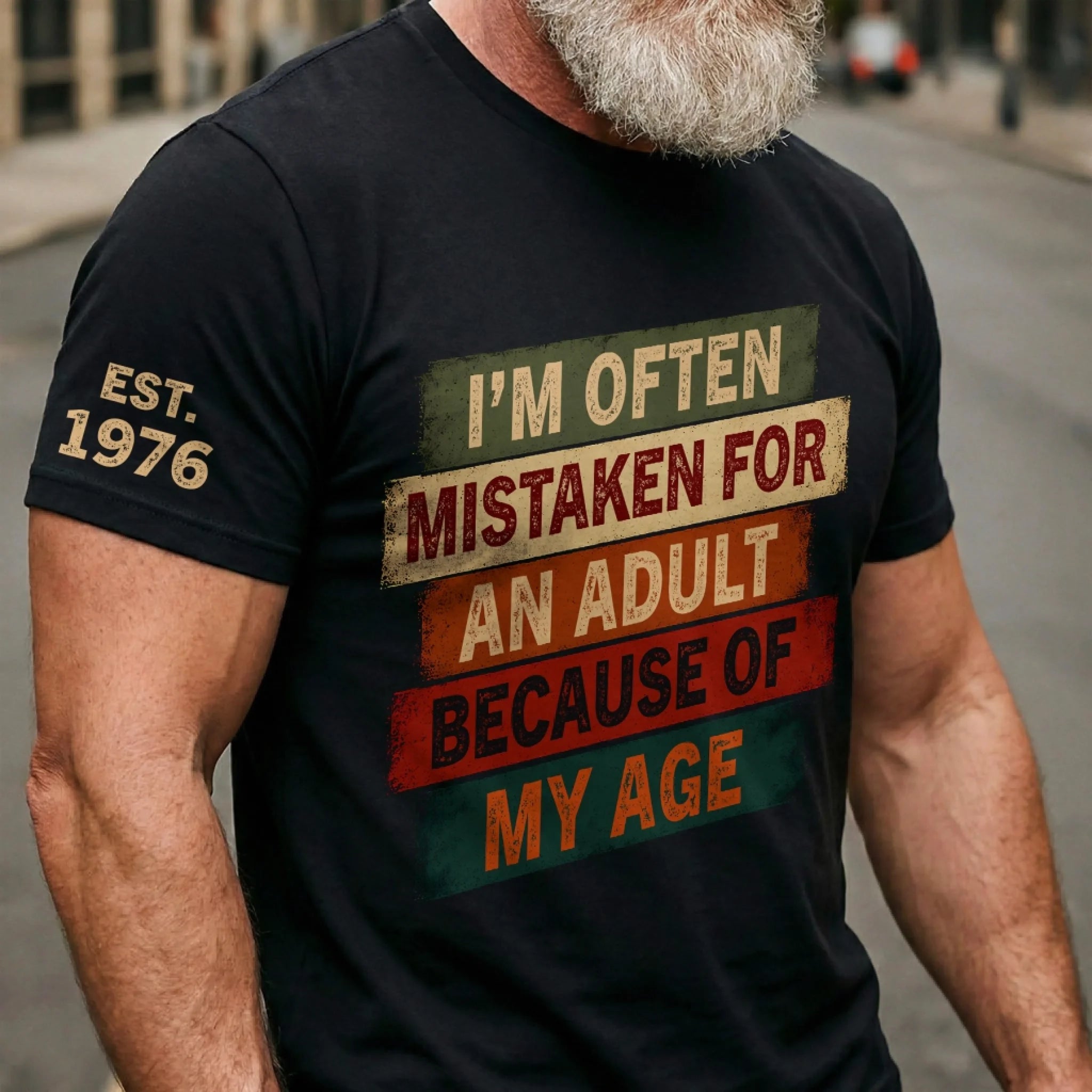 Custom T-Shirt Personalized Birthday Gift for Husband Dad Grandpa Brother Son Not An Adult Tall Child